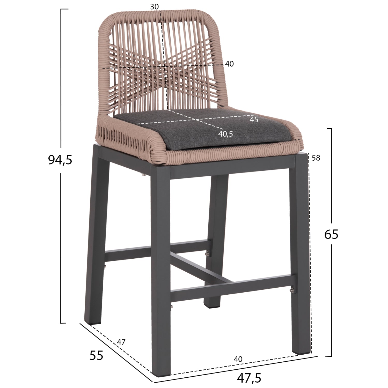 ΣΚΑΜΠΟ ΜΠΑΡ ΜΕΣ.ΥΨΟΥΣ HOWARD HM5791.21 ΑΝΘΡΑΚΙ ΑΛΟΥΜΙΝΙΟ--ΜΠΕΖ ΣΧΟΙΝΙ 47,5x55x94,5Υεκ - Pakobazaar