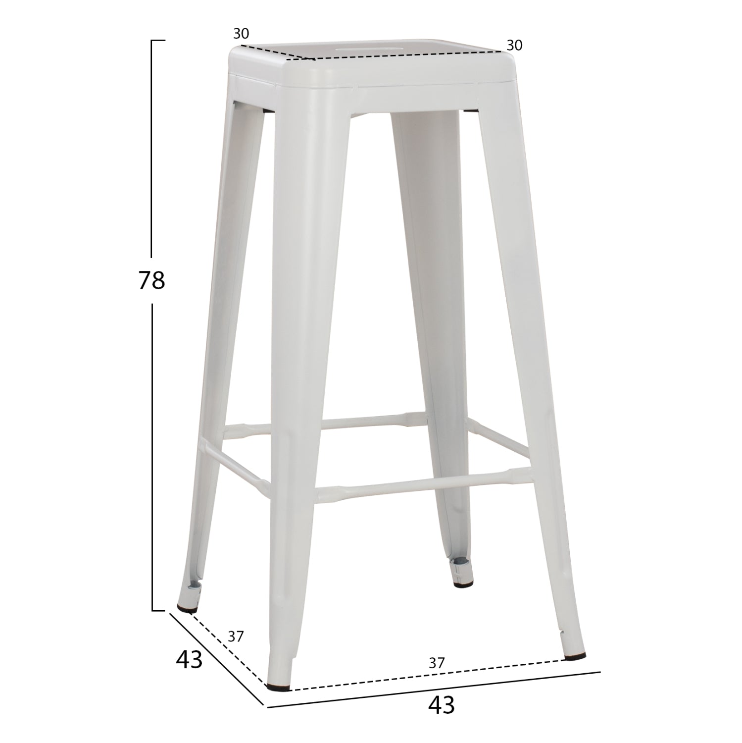 ΣΚΑΜΠΟ ΜΠΑΡ ΜΕΤΑΛΛΙΚΟ MELITA-PRO HM8642.41 ΣΕ ΛΕΥΚΟ ΜΑΤ 43x43x78Υεκ. - Pakobazaar