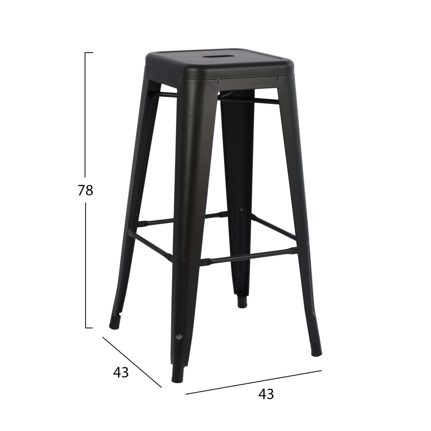 ΣΚΑΜΠΟ ΜΠΑΡ ΜΕΤΑΛΛΙΚΟ MELITA-PRO HM8642.42 ΣΕ ΜΑΥΡΟ ΜΑΤ 43x43x78Υεκ. - Pakobazaar