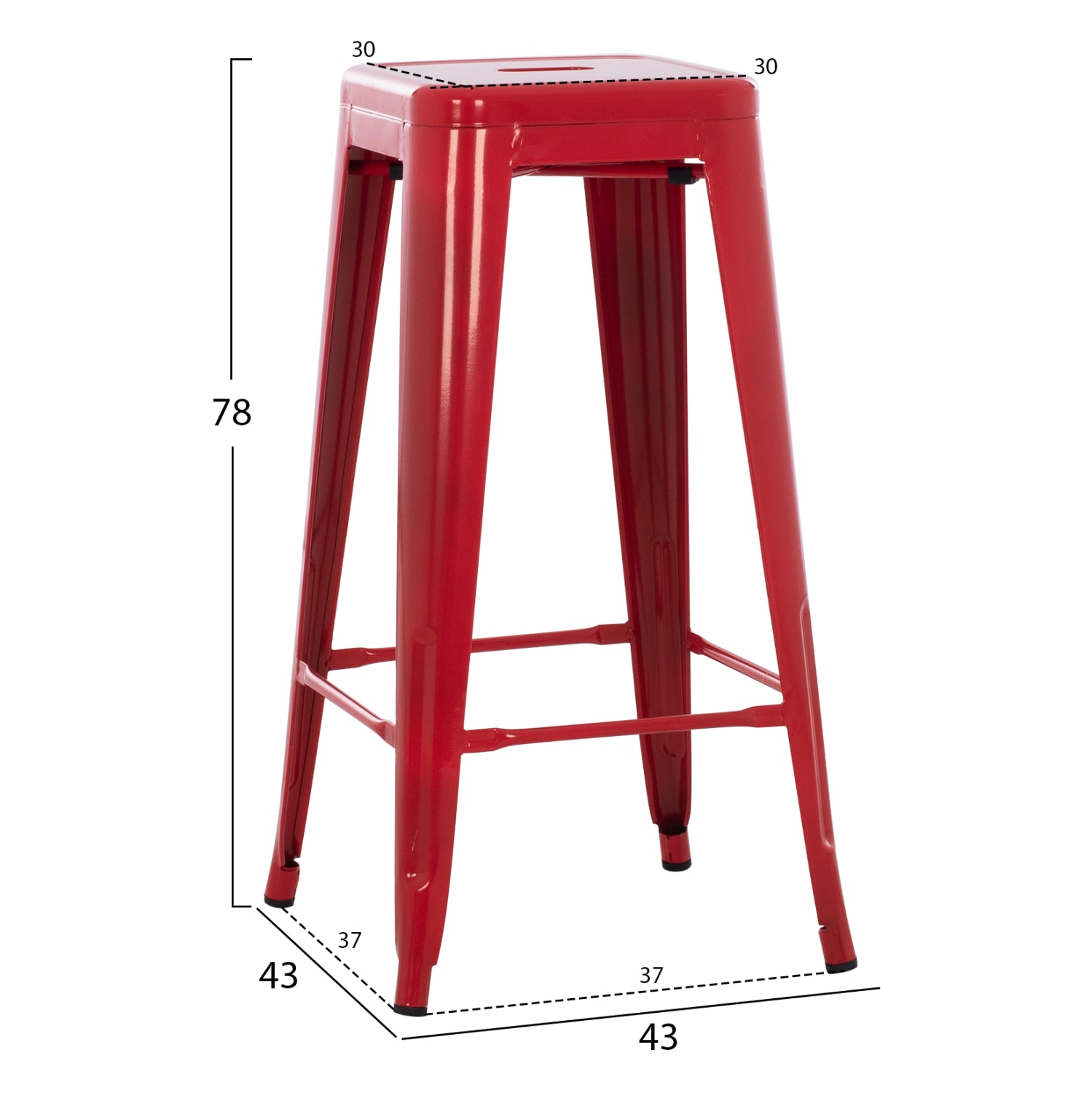 ΣΚΑΜΠΟ ΜΠΑΡ ΜΕΤΑΛΛΙΚΟ MELITA-PRO HM8642.44 ΣΕ ΚΟΚΚΙΝΟ 43x43x78Υεκ. - Pakobazaar