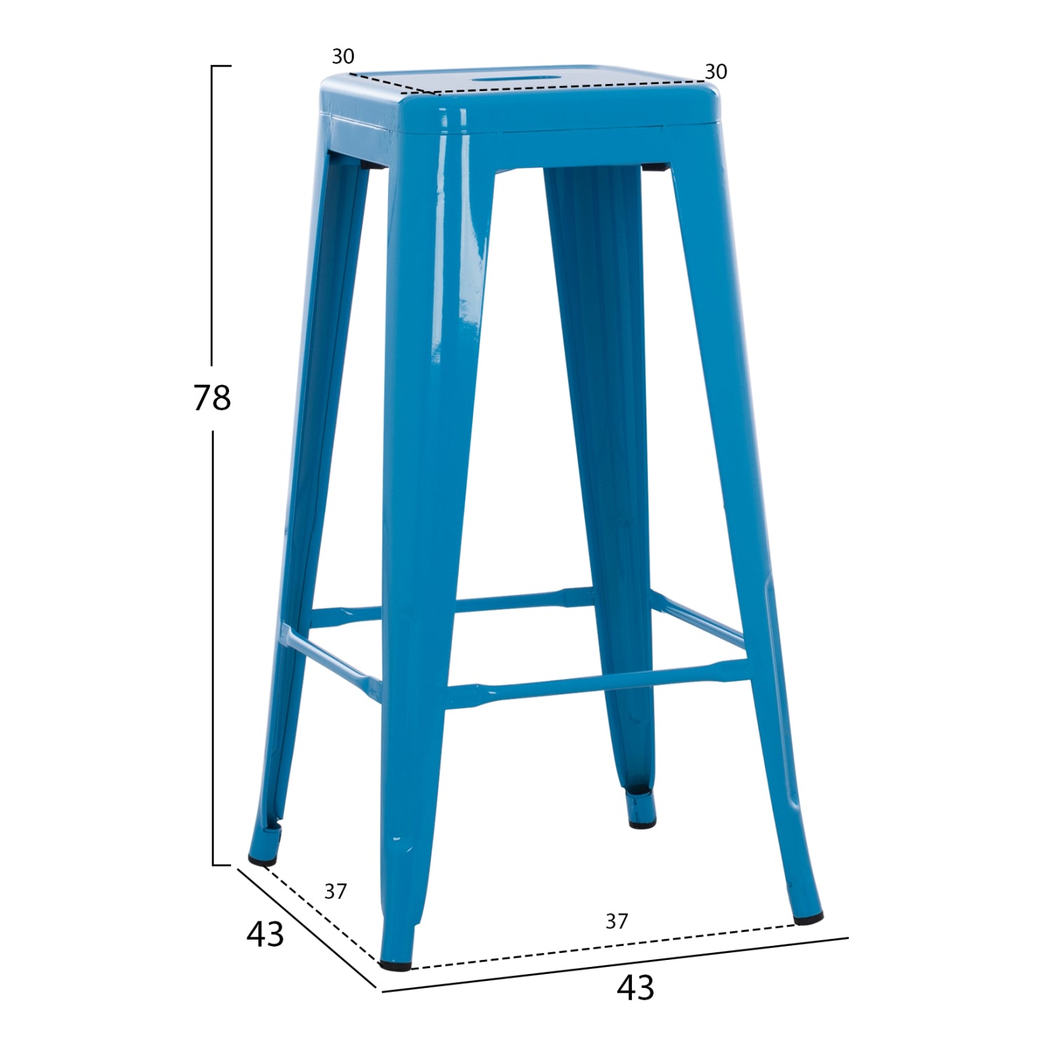 ΣΚΑΜΠΟ ΜΠΑΡ ΜΕΤΑΛΛΙΚΟ MELITA-PRO HM8642.48 ΣΕ ΜΠΛΕ 43x43x78Υεκ. - Pakobazaar