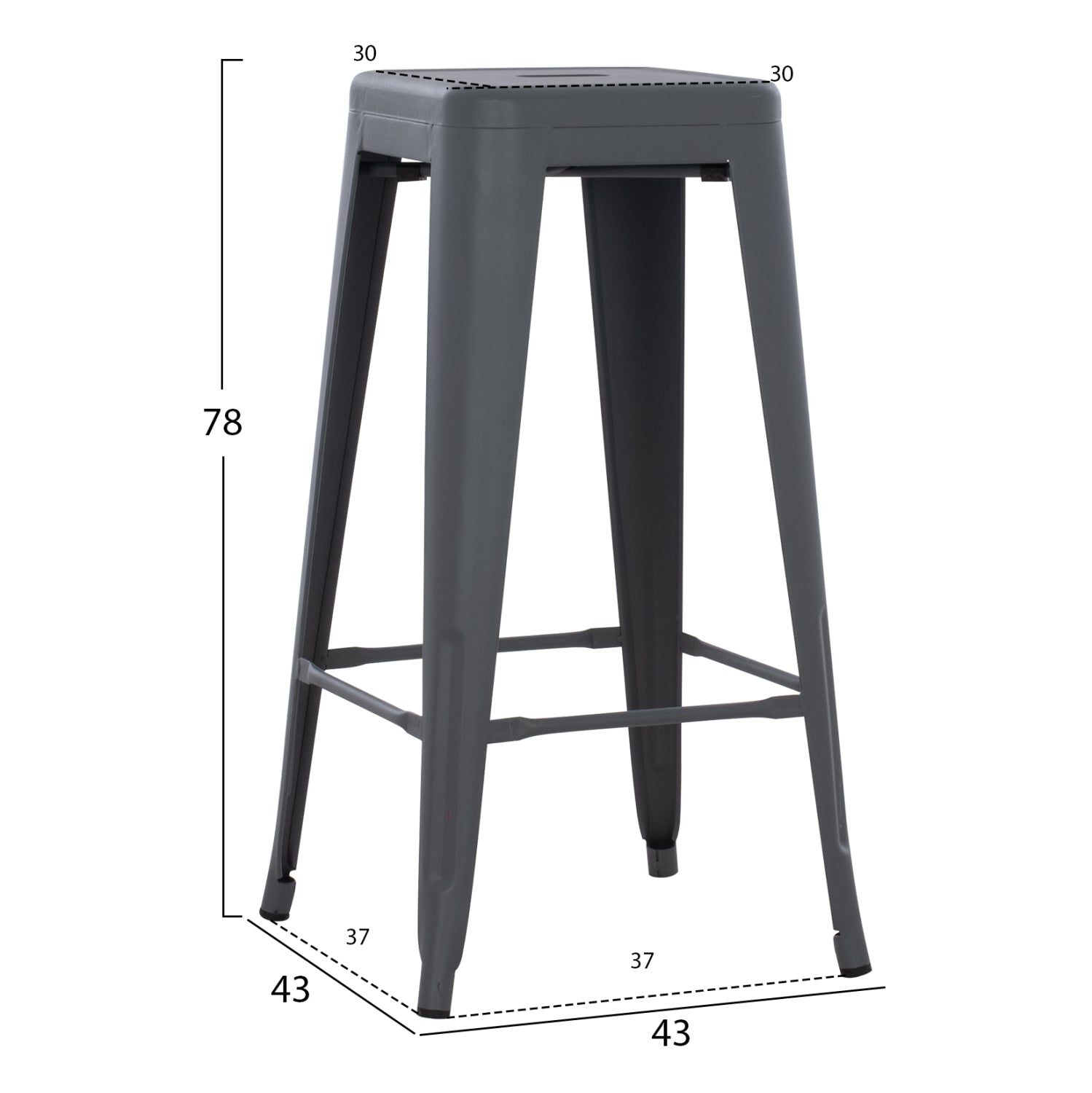ΣΚΑΜΠΟ ΜΠΑΡ ΜΕΤΑΛΛΙΚΟ MELITA-PRO HM8642.50 ΣΕ ΓΚΡΙ 43x43x78Υεκ. - Pakobazaar