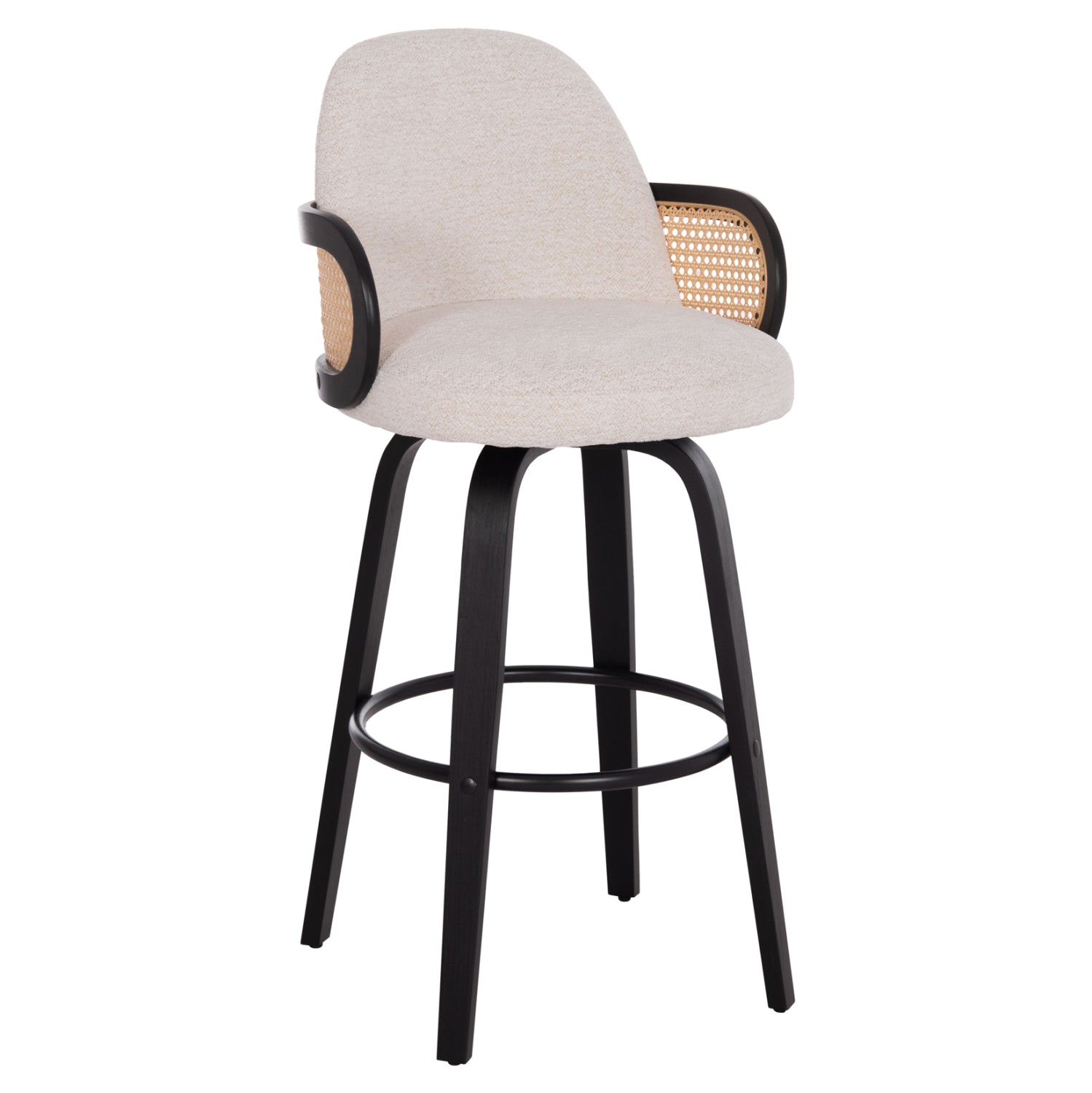 ΣΚΑΜΠΟ ΜΠΑΡ ΠΕΡΙΣΤΡΕΦΟΜΕΝΟ BECKER HM18251.02 PLYWOOD ΜΑΥΡΟ--ΕΚΡΟΥ ΥΦΑΣΜΑ 50x52x100Υ - Pakobazaar
