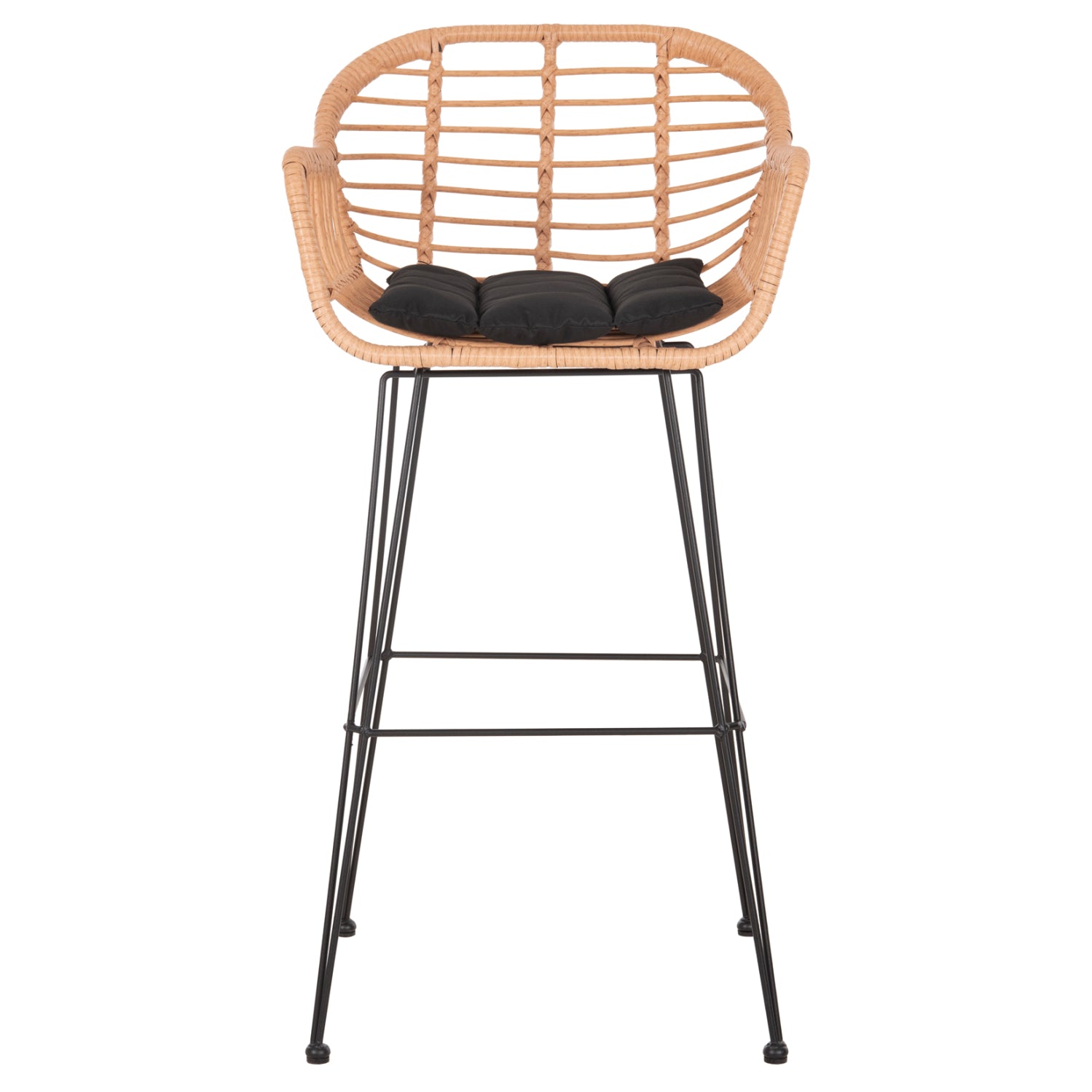 ΣΚΑΜΠΟ ΜΠΑΡ ΨΗΛΟ ALLEGRA HM5640.11 ΜΠΕΖ P.E. RATTAN-ΜΑΥΡΟ ΜΕΤΑΛΛΟ 54x55x108Υεκ. - Pakobazaar