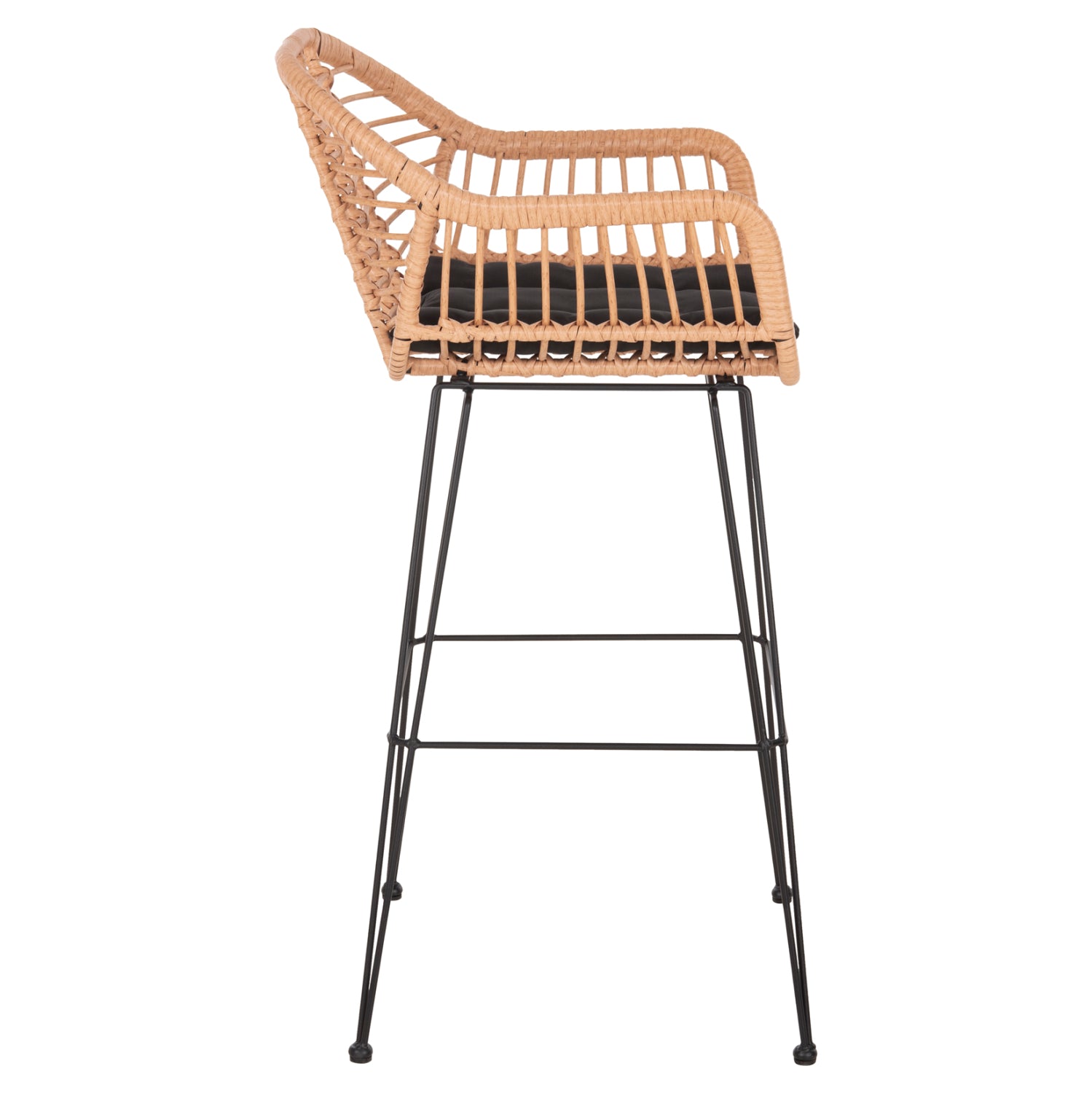 ΣΚΑΜΠΟ ΜΠΑΡ ΨΗΛΟ ALLEGRA HM5640.11 ΜΠΕΖ P.E. RATTAN-ΜΑΥΡΟ ΜΕΤΑΛΛΟ 54x55x108Υεκ. - Pakobazaar