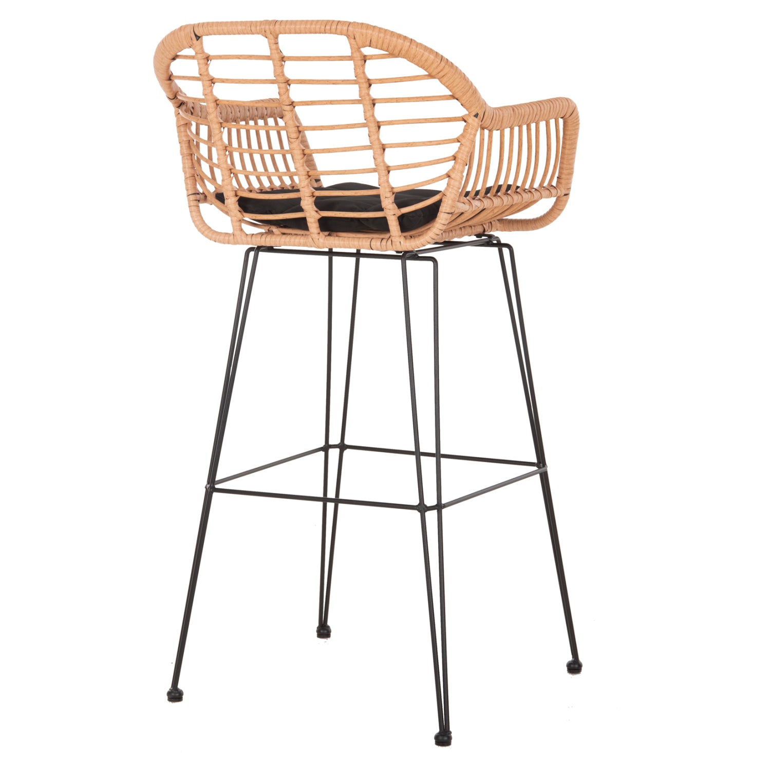ΣΚΑΜΠΟ ΜΠΑΡ ΨΗΛΟ ALLEGRA HM5640.11 ΜΠΕΖ P.E. RATTAN-ΜΑΥΡΟ ΜΕΤΑΛΛΟ 54x55x108Υεκ. - Pakobazaar