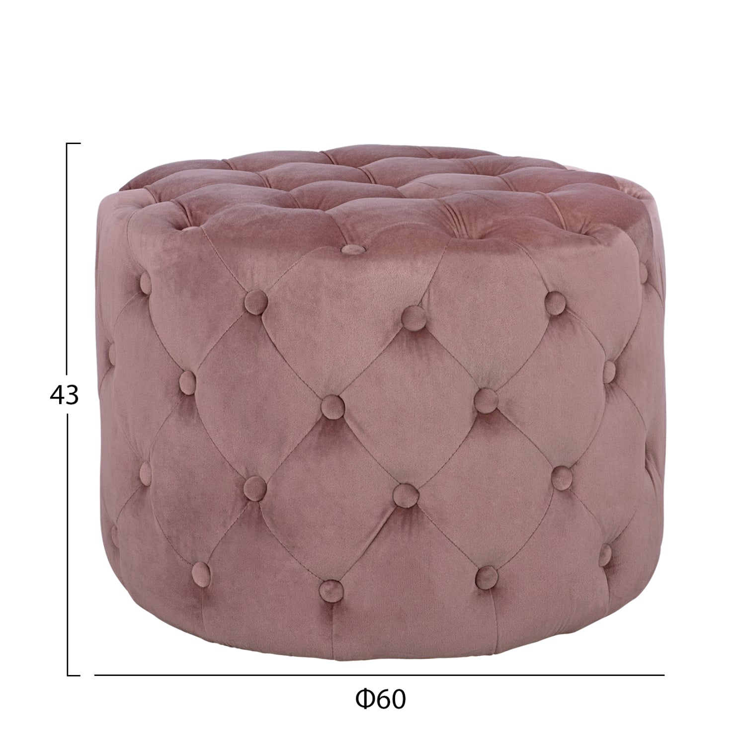 ΣΚΑΜΠΟ KASSIE  ΣΑΠΙΟ ΜΗΛΟ ΒΕΛΟΥΔΟ ΤΥΠΟΥ CHESTERFIELD HM8406.02 Φ60x43Υ εκ. - Pakobazaar