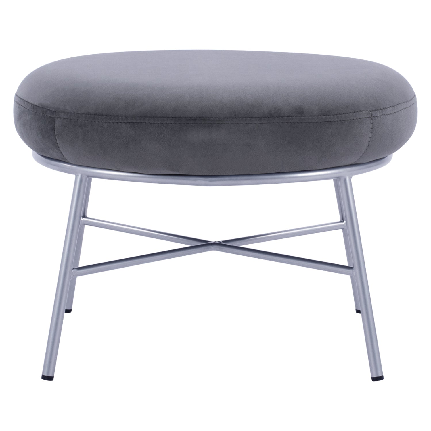 ΣΚΑΜΠΟ ΥΠΟΠΟΔΙΟ TRUDI HM8640.01 ΑΠΟ ΓΚΡΙ ΒΕΛΟΥΔΟ ΜΕ ΑΣΗΜΙ ΒΑΣΗ 55x46x38Υ εκ. - Pakobazaar