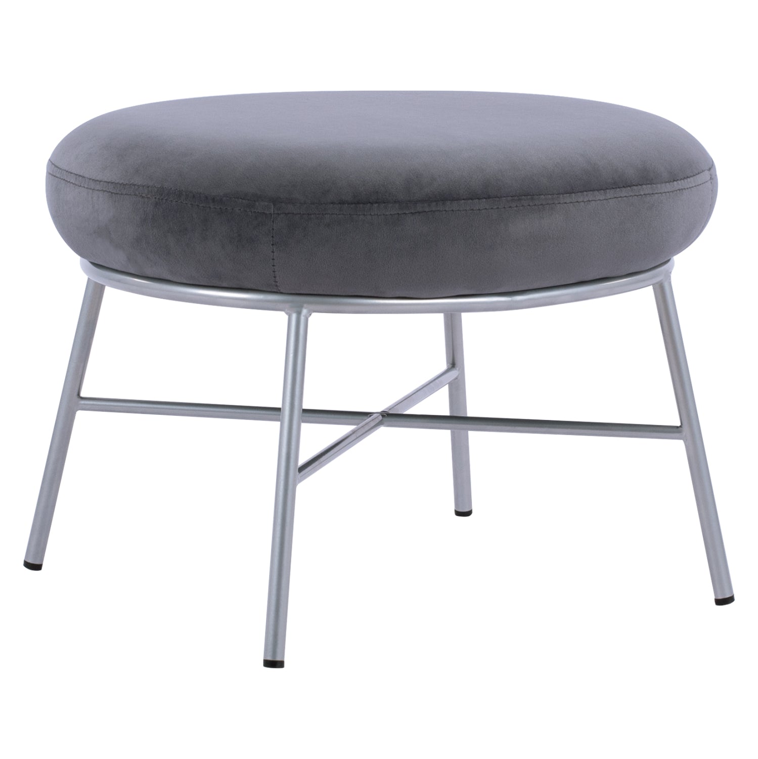 ΣΚΑΜΠΟ ΥΠΟΠΟΔΙΟ TRUDI HM8640.01 ΑΠΟ ΓΚΡΙ ΒΕΛΟΥΔΟ ΜΕ ΑΣΗΜΙ ΒΑΣΗ 55x46x38Υ εκ. - Pakobazaar