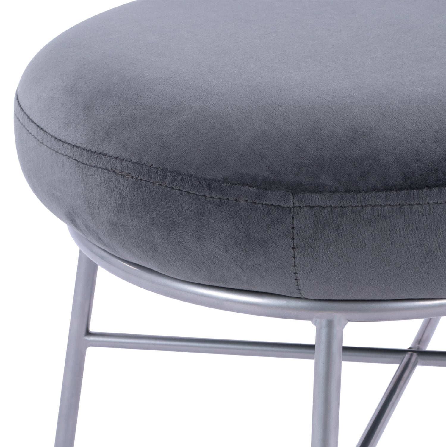 ΣΚΑΜΠΟ ΥΠΟΠΟΔΙΟ TRUDI HM8640.01 ΑΠΟ ΓΚΡΙ ΒΕΛΟΥΔΟ ΜΕ ΑΣΗΜΙ ΒΑΣΗ 55x46x38Υ εκ. - Pakobazaar