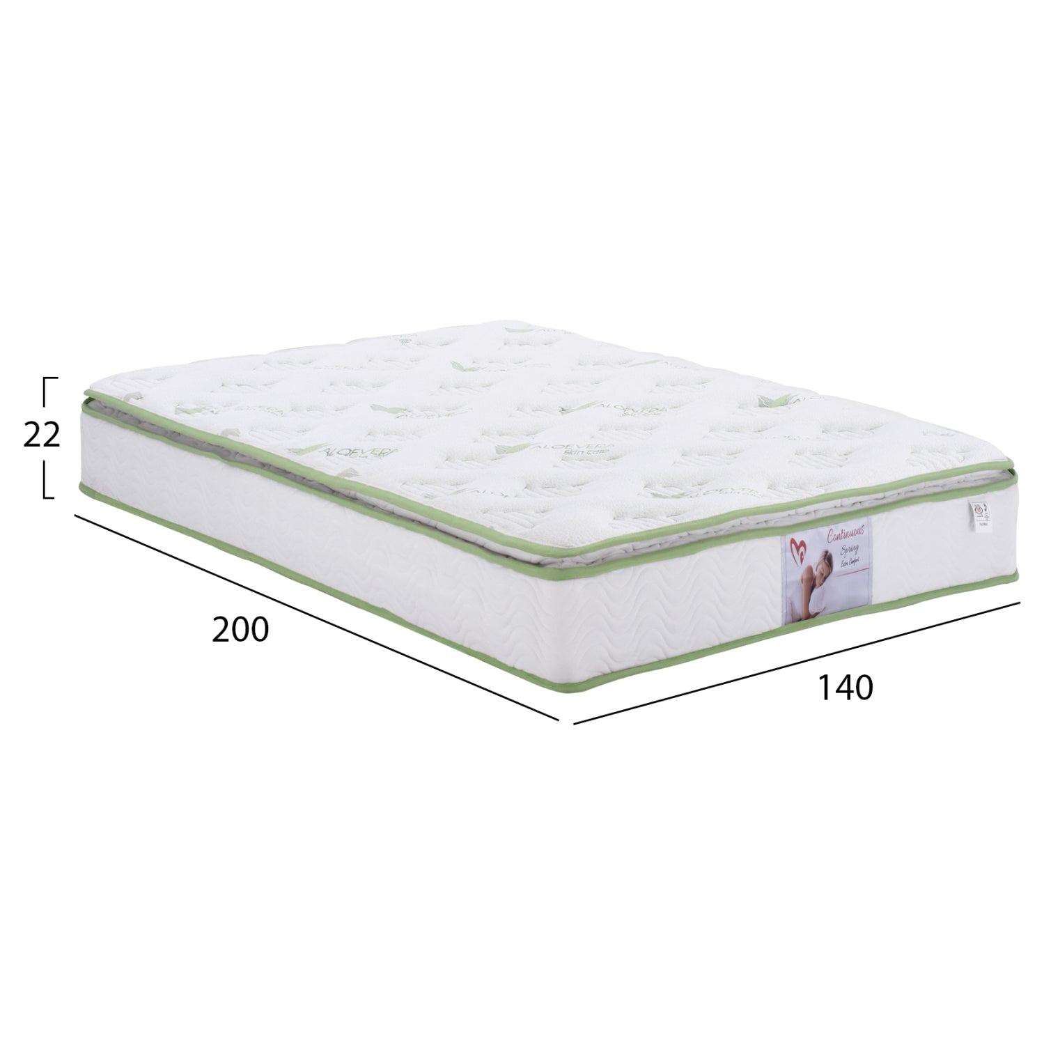 ΣΤΡΩΜΑ CONTINUOUS SPRING ΜΕ ΑΝΩΣΤΡΩΜΑ ALOE VERA 140X200 HM372.13 ΜΟΝΗΣ ΟΨΗΣ - Pakobazaar