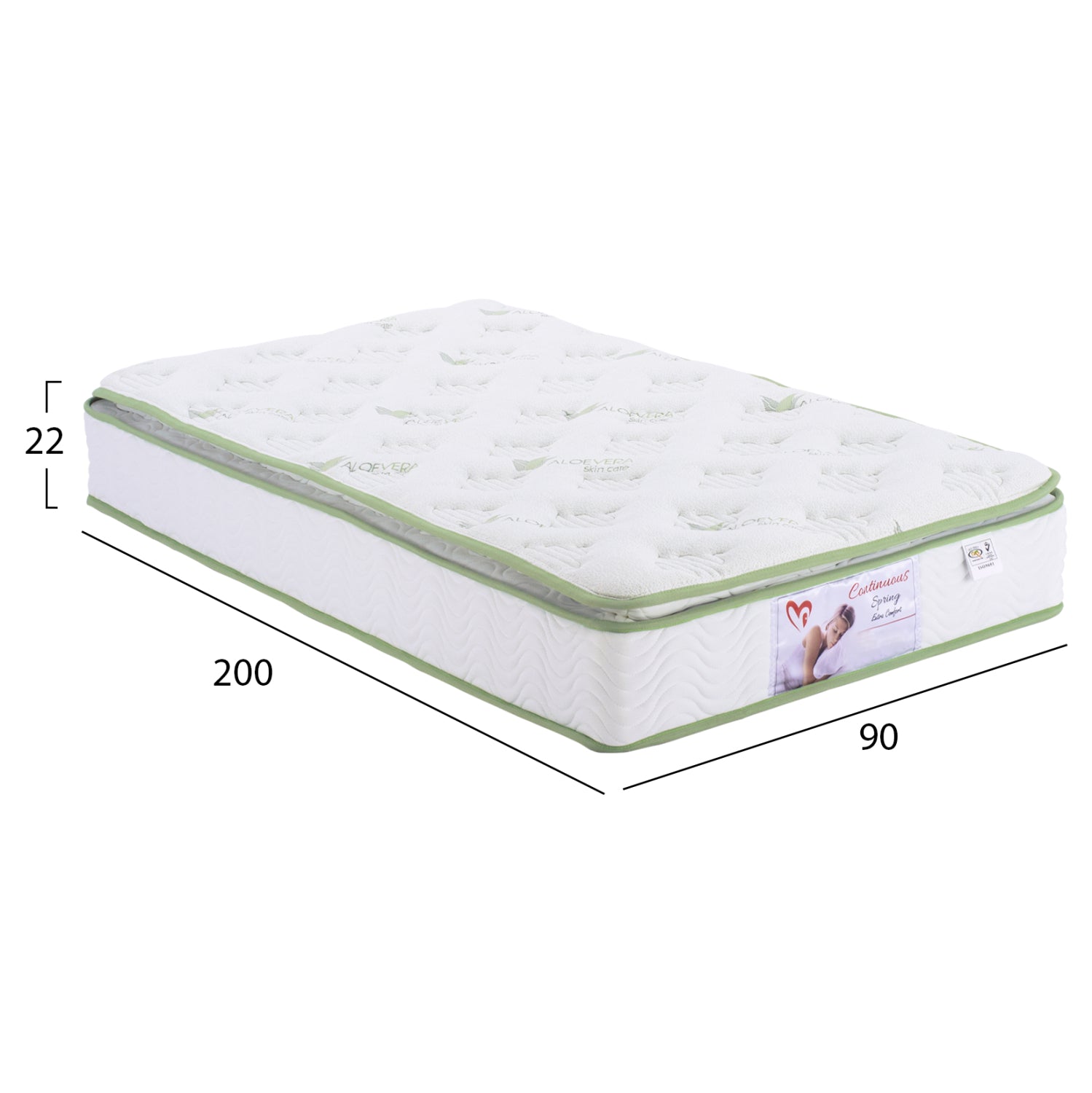 ΣΤΡΩΜΑ CONTINUOUS SPRING ΜΕ ΑΝΩΣΤΡΩΜΑ ALOE VERA 90X200 HM372.20 ΜΟΝΗΣ ΟΨΗΣ - Pakobazaar