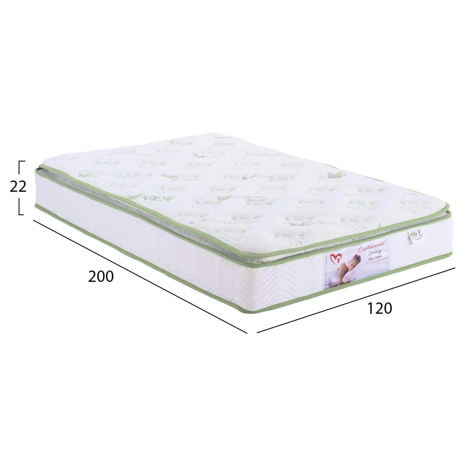 ΣΤΡΩΜΑ CONTINUOUS SPRING ΜΕ ΑΝΩΣΤΡΩΜΑ ALOE VERA 120X200 HM372.18 ΜΟΝΗΣ ΟΨΗΣ - Pakobazaar