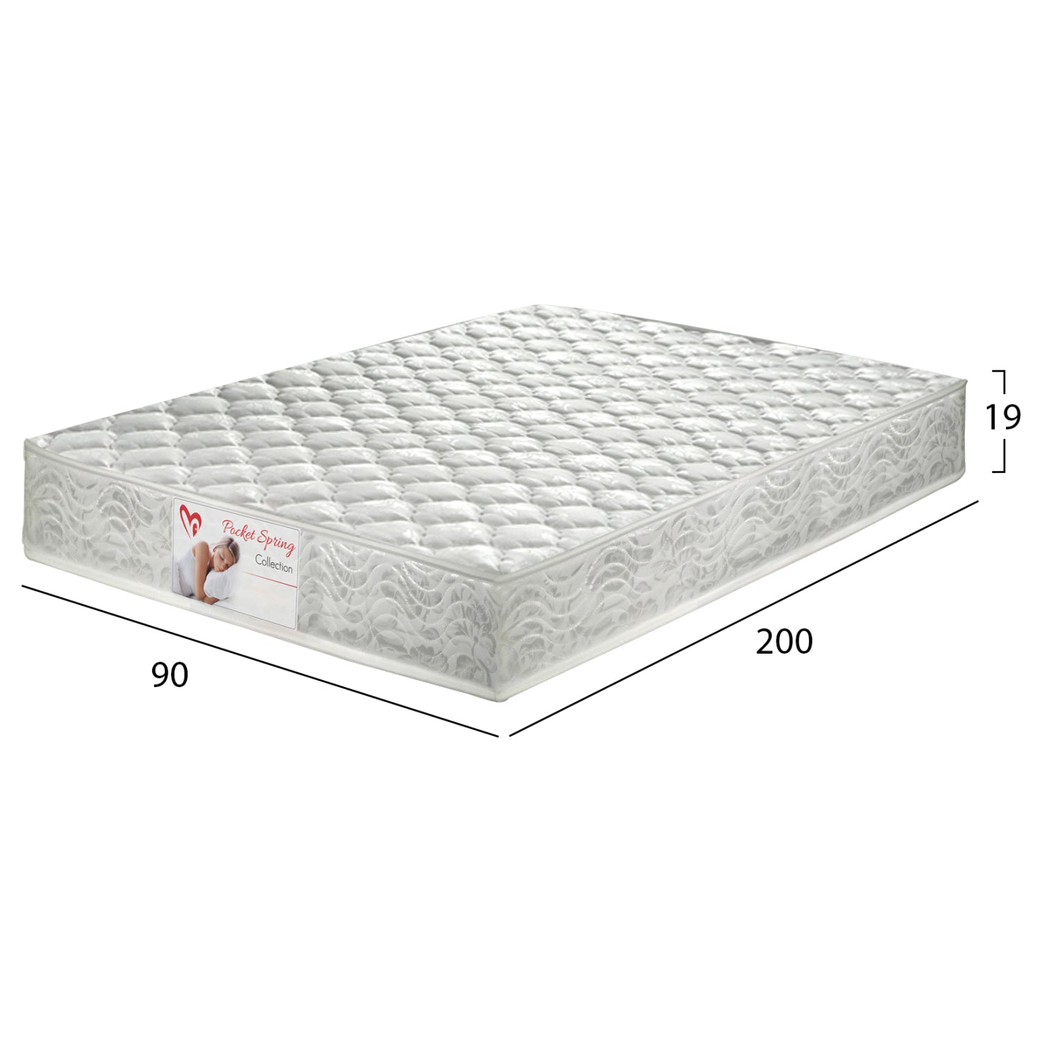 ΣΤΡΩΜΑ POCKET SPRING ΜΟΝΟ 90x200 ΔΙΠΛΗΣ ΟΨΗΣ HM309.07 - Pakobazaar