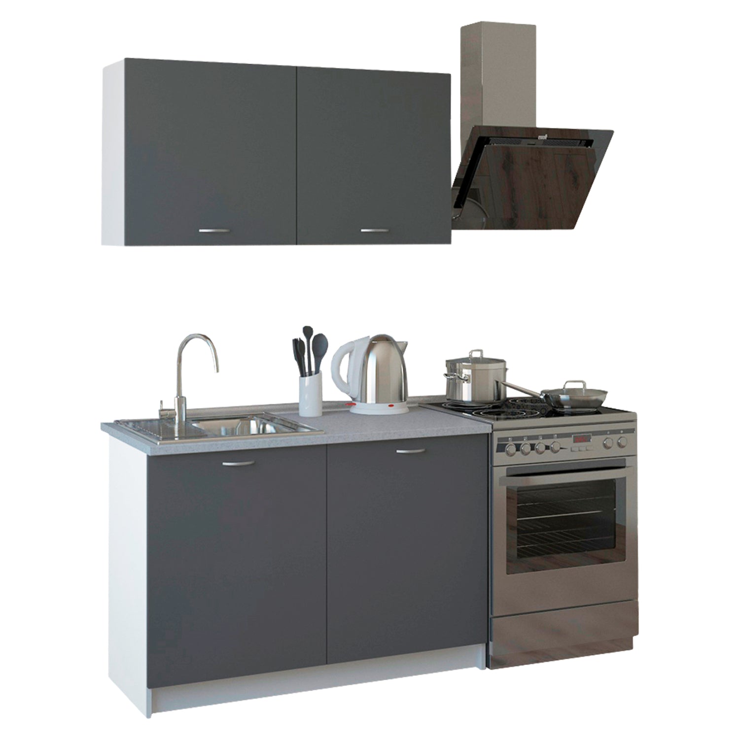 ΣΥΝΘΕΣΗ ΚΟΥΖΙΝΑΣ BLAINE ΜΕΛΑΜΙΝΗ ΓΚΡΙ HM2439.10 120x46-29,2εκ. - Pakobazaar