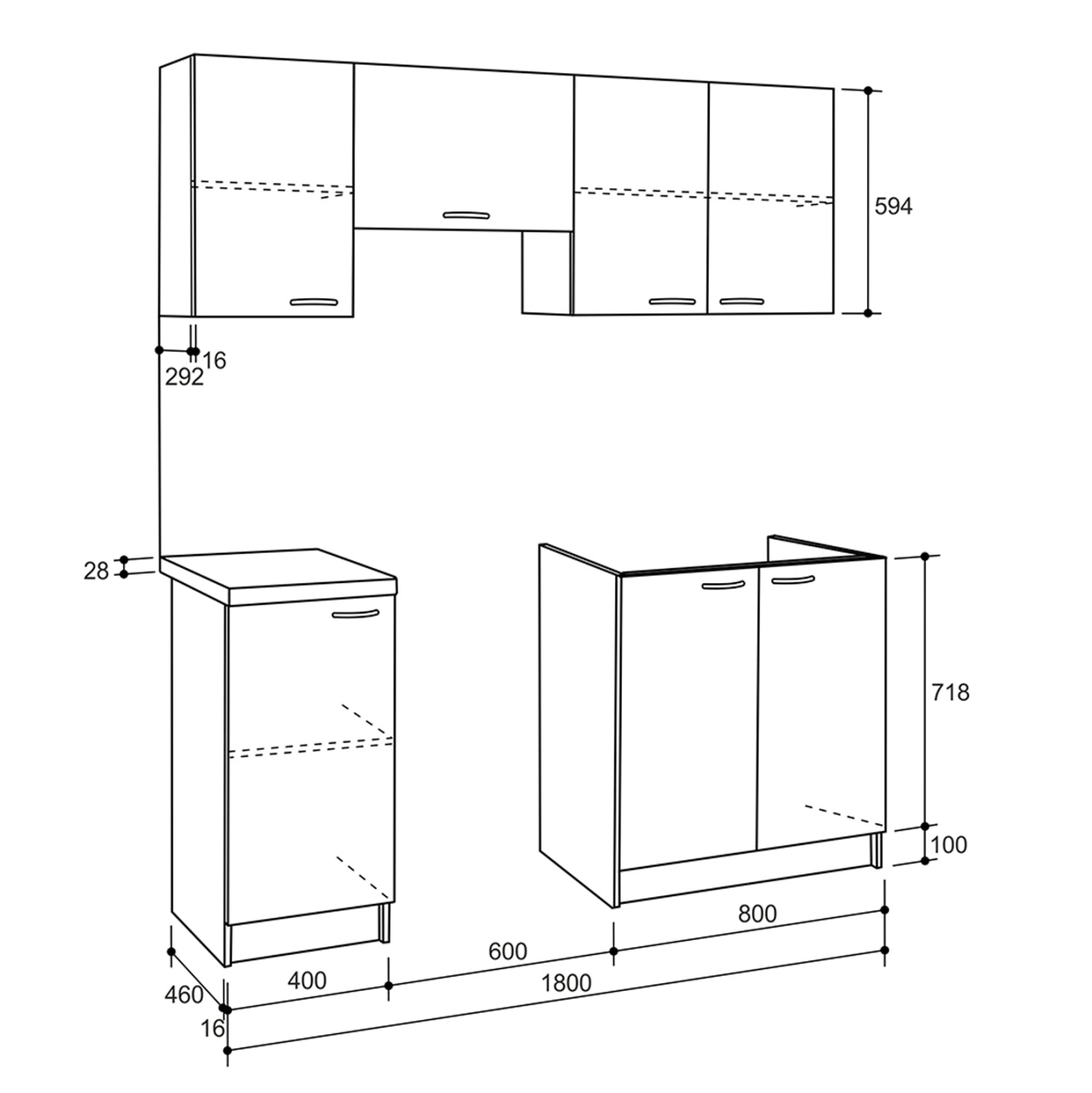 ΣΥΝΘΕΣΗ ΚΟΥΖΙΝΑΣ MAURICE ΜΕΛΑΜΙΝΗ SONAMA-ΛΕΥΚΟ HM2441 180x29,2-46εκ. - Pakobazaar
