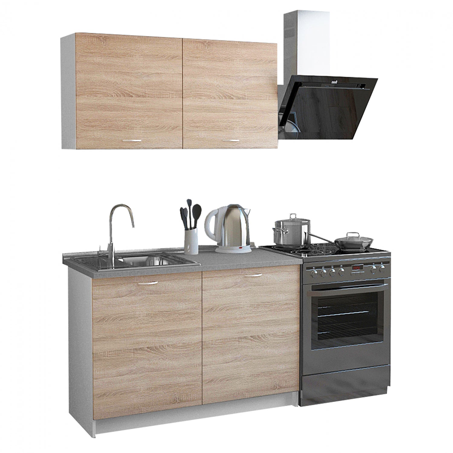 ΣΥΝΘΕΣΗ ΚΟΥΖΙΝΑΣ BLAINE ΜΕΛΑΜΙΝΗ SONAMA-ΛΕΥΚΟ HM2439 120x46-29,2εκ. - Pakobazaar