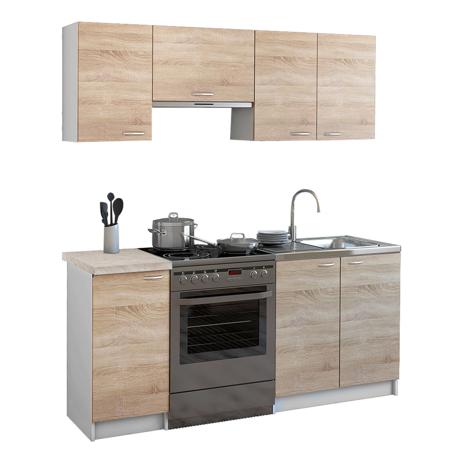 ΣΥΝΘΕΣΗ ΚΟΥΖΙΝΑΣ MAURICE ΜΕΛΑΜΙΝΗ SONAMA-ΛΕΥΚΟ HM2441 180x29,2-46εκ. - Pakobazaar