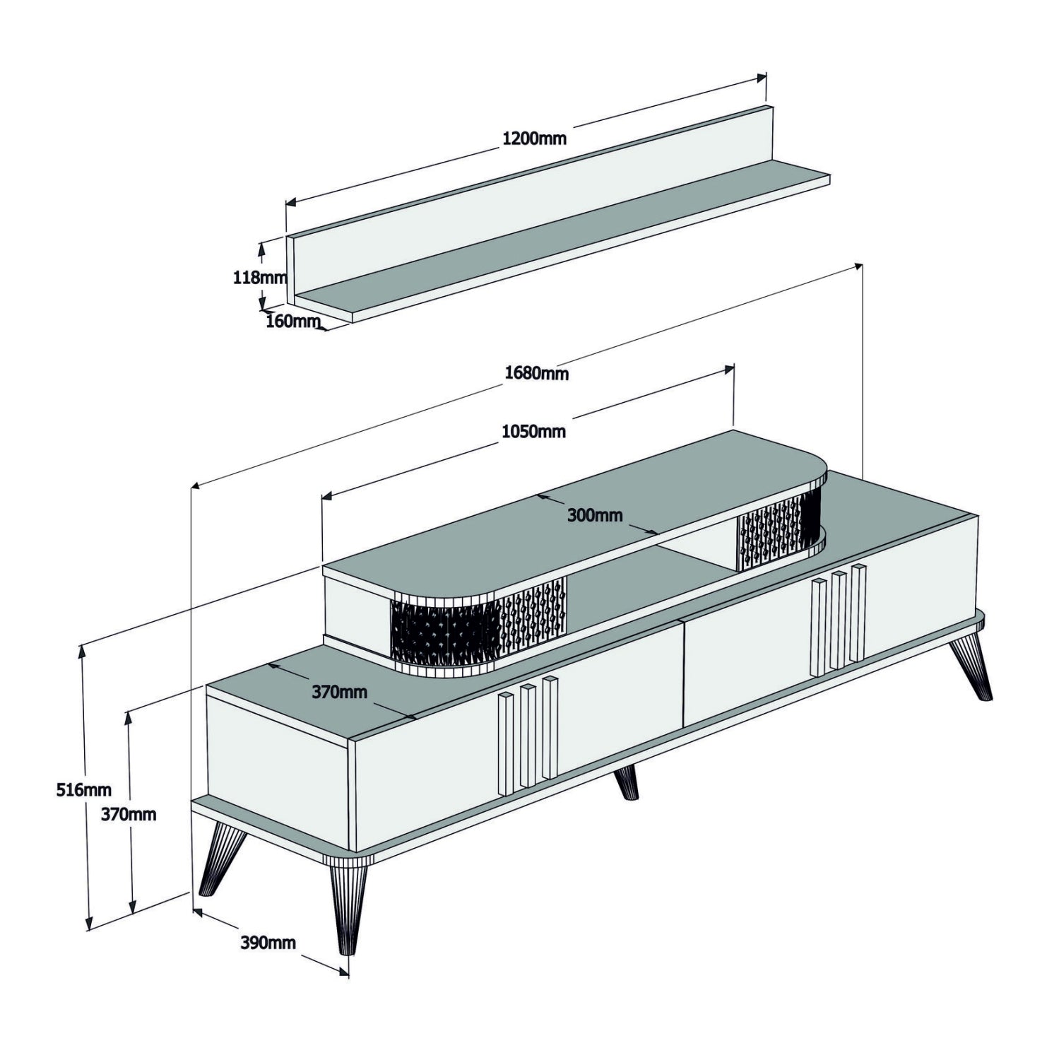 ΣΥΝΘΕΣΗ ΣΑΛΟΝΙΟΥ 2 ΤΜΧ ΦΥΣΙΚΟ OAK HM11848.01 - Pakobazaar
