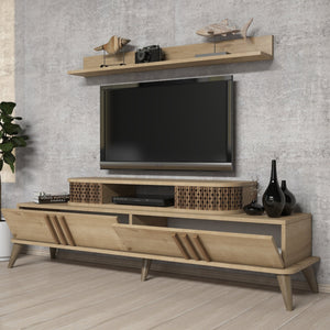 ΣΥΝΘΕΣΗ ΣΑΛΟΝΙΟΥ 2 ΤΜΧ ΦΥΣΙΚΟ OAK HM11848.01 - Pakobazaar