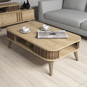 ΣΥΝΘΕΣΗ ΣΑΛΟΝΙΟΥ 2 ΤΜΧ ΦΥΣΙΚΟ OAK HM11848.01 - Pakobazaar