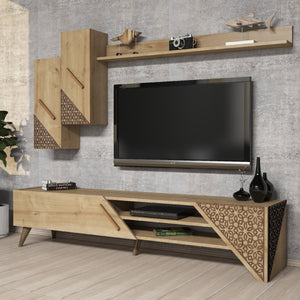 ΣΥΝΘΕΣΗ ΣΑΛΟΝΙΟΥ ΜΕΛΑΜΙΝΗΣ 2 ΤΜΧ ΦΥΣΙΚΟ OAK HM11849.01 - Pakobazaar