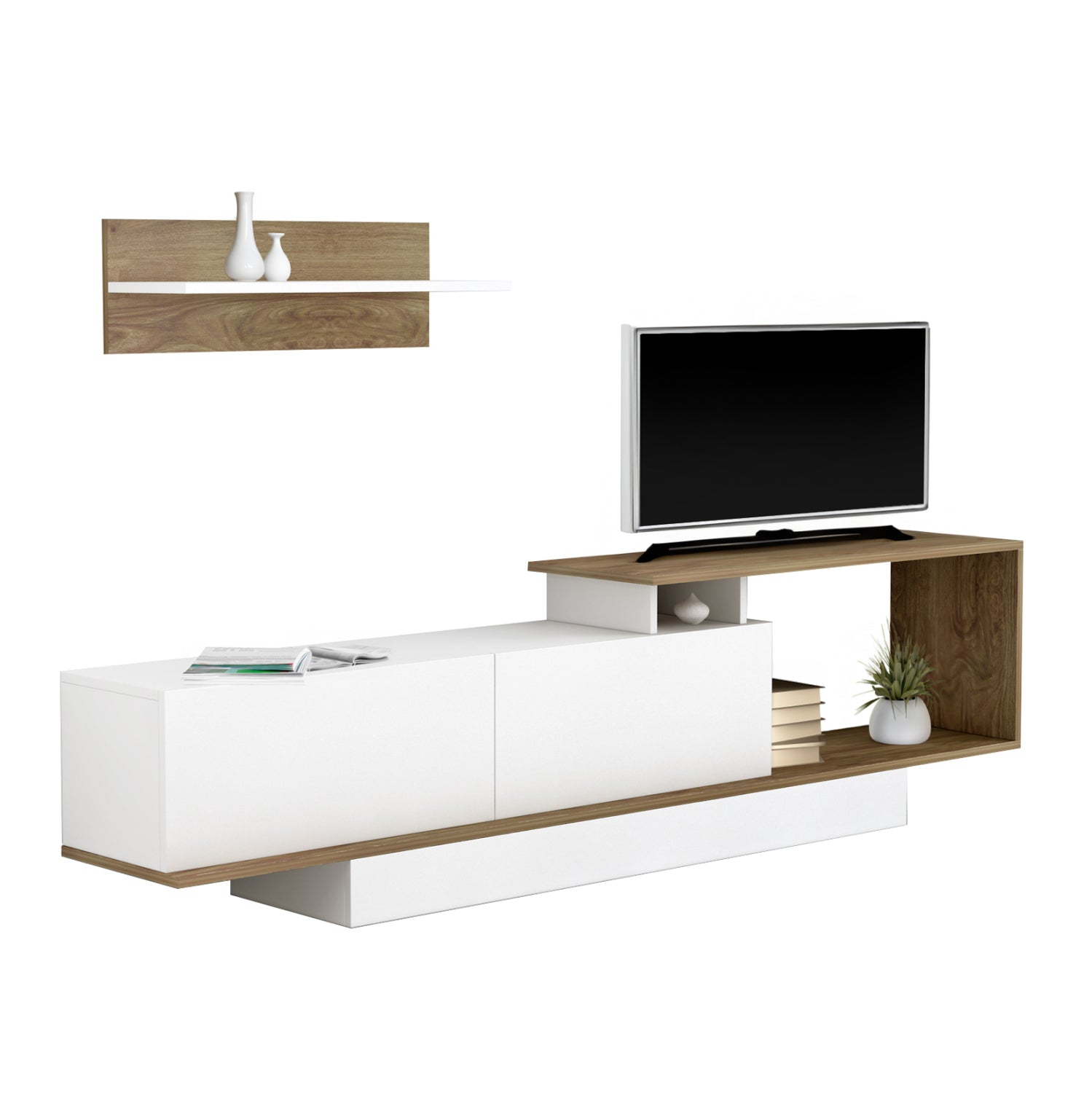 ΣΥΝΘΕΤΟ ΤΗΛΕΟΡΑΣΗΣ GARCELLE HM8904.11 ΜΕΛΑΜΙΝΗ ΣΕ ΦΥΣΙΚΟ-ΛΕΥΚΟ 180x29,6x45Υεκ - Pakobazaar