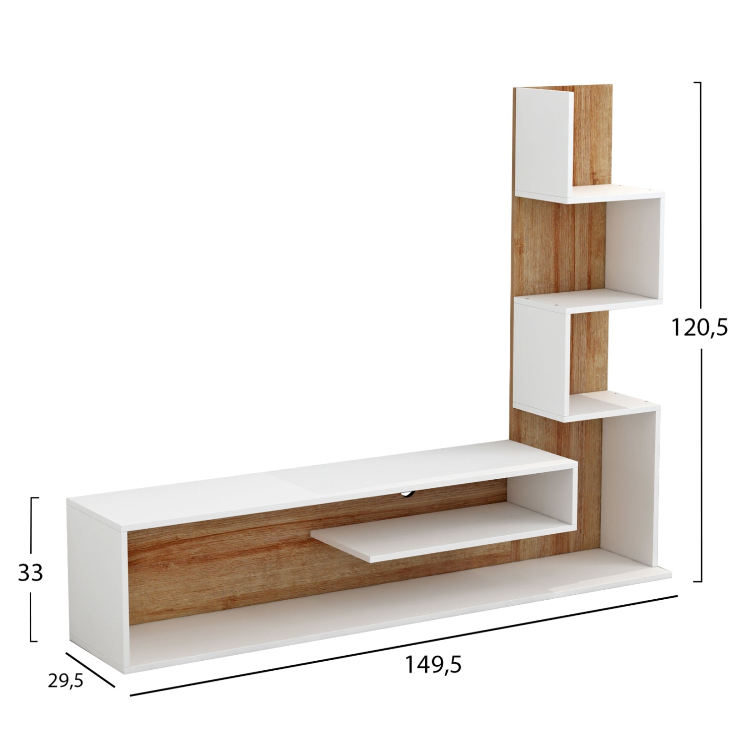 ΣΥΝΘΕΤΟ ΤΗΛΕΟΡΑΣΗΣ EDELIE HM8908.11 ΜΕΛΑΜΙΝΗ ΣΕ ΛΕΥΚΟ-ΦΥΣΙΚΟ 150x29,5x120Υεκ. - Pakobazaar