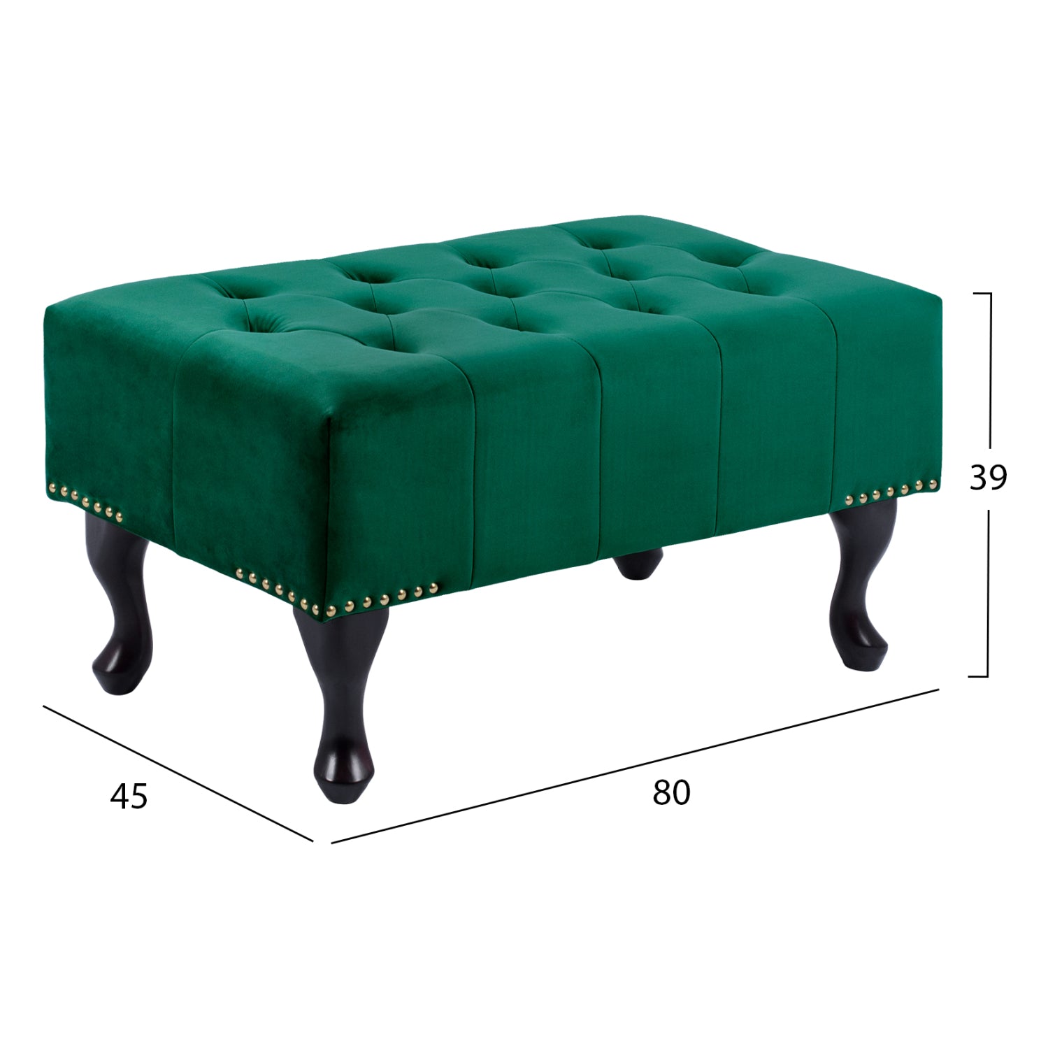 ΤΑΜΠΟΥΡΕ T.CHESTERFIELD EMMA HM226.03 ΚΥΠΑΡΙΣΣΙ ΒΕΛΟΥΔΟ-ΜΑΥΡΑ ΠΟΔΙΑ 80x45x40Υεκ - Pakobazaar