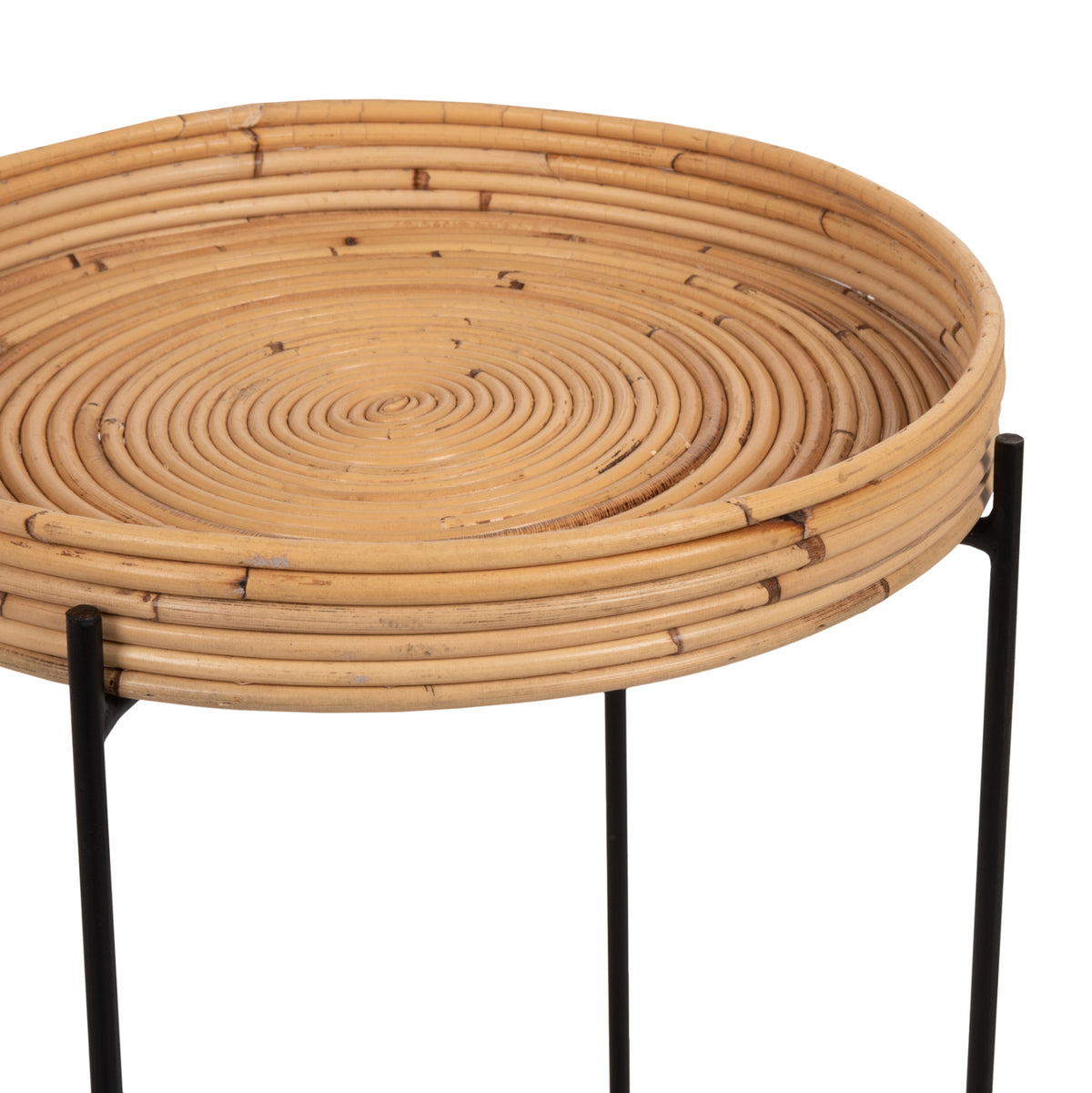 ΤΡΑΠΕΖΑΚΙ ΒΟΗΘΗΤΙΚΟ FLY HM7906 RATTAN ΦΥΣΙΚΟ ΧΡΩΜΑ-ΜΕΤΑΛΛΙΚΗ ΒΑΣΗ ΜΑΥΡΗ Φ40x53Yεκ. - Pakobazaar