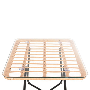 ΤΡΑΠΕΖΑΚΙ GERRY HM5717.11 ΜΕ WICKER ΜΠΕΖ-ΜΑΥΡΟ ΜΕΤΑΛ.ΣΚΕΛΕΤΟ 50x50x47,5Υεκ. - Pakobazaar