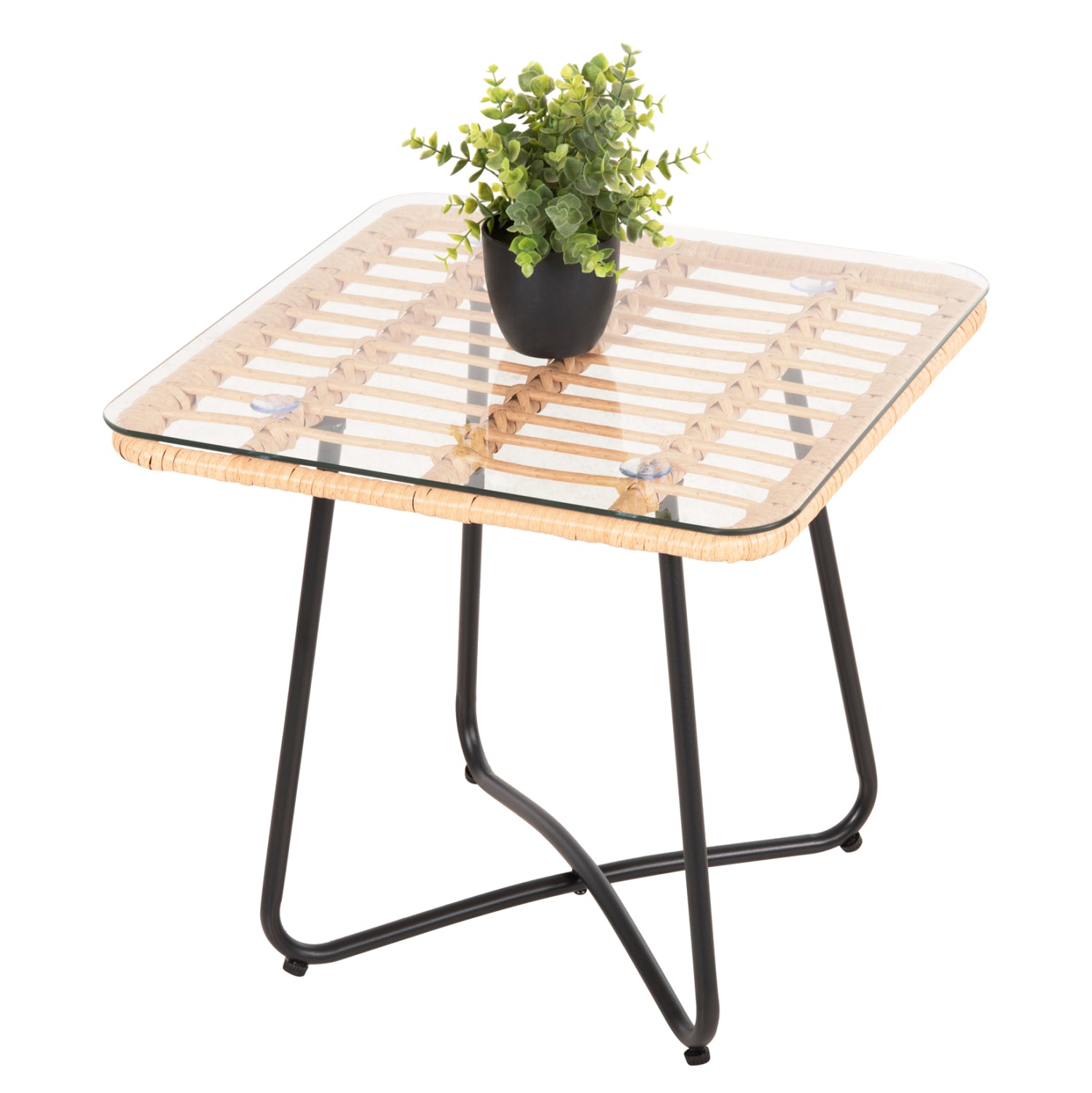 ΤΡΑΠΕΖΑΚΙ GERRY HM5717.11 ΜΕ WICKER ΜΠΕΖ-ΜΑΥΡΟ ΜΕΤΑΛ.ΣΚΕΛΕΤΟ 50x50x47,5Υεκ. - Pakobazaar