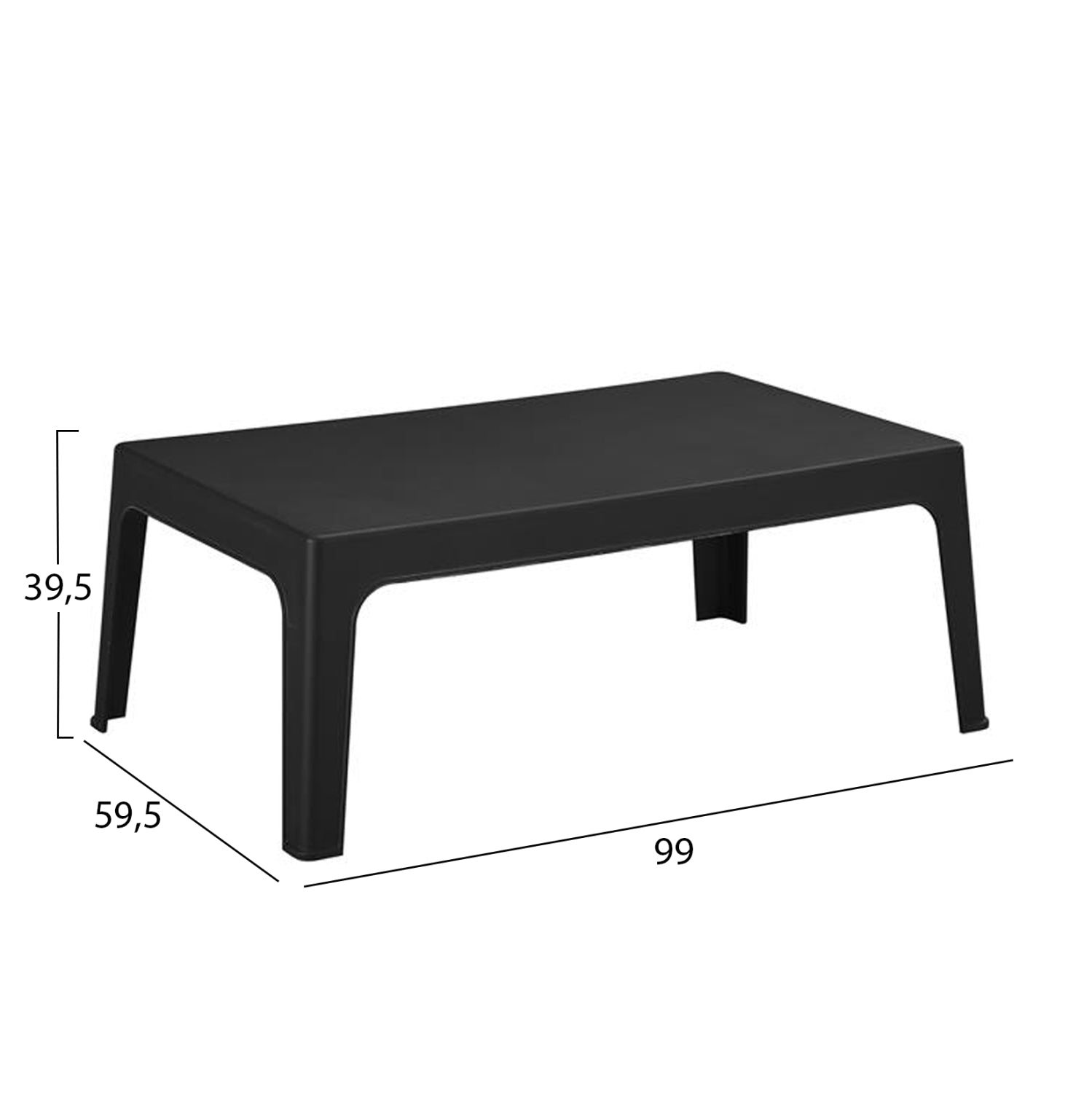 ΤΡΑΠΕΖΑΚΙ ΟΡΘΟΓΩΝΙΟ SLEEK HM6367.02 ΠΟΛΥΠΡΟΠΥΛΕΝΙΟ ΣΕ ΜΑΥΡΟ 105x64x40Υεκ. - Pakobazaar