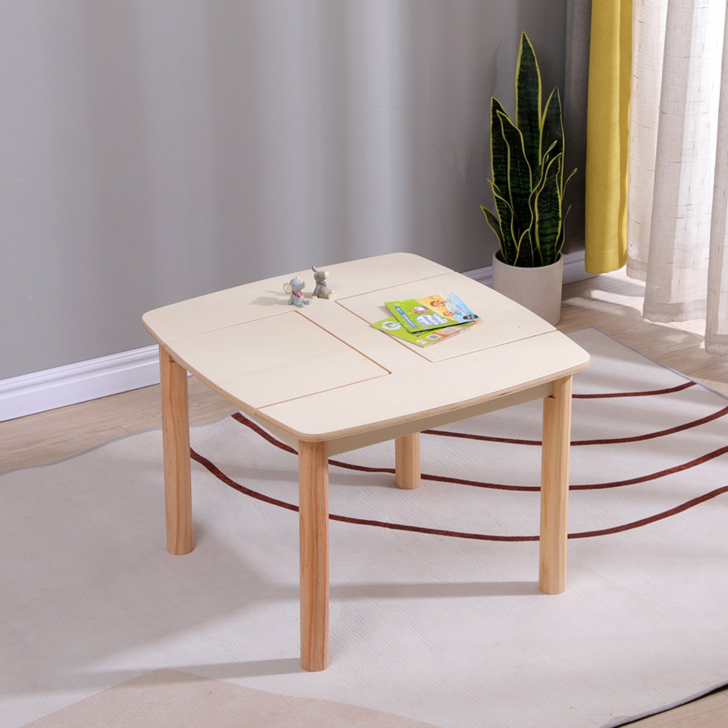 ΤΡΑΠΕΖΑΚΙ ΠΑΙΔΙΚΟ ΜΕ ΑΠΟΘ.ΧΩΡΟΥΣ RICKI HM18339.01 MDF & ΣΥΜΗΔΑ ΣΕ ΦΥΣΙΚΟ 65x65x47Υεκ - Pakobazaar
