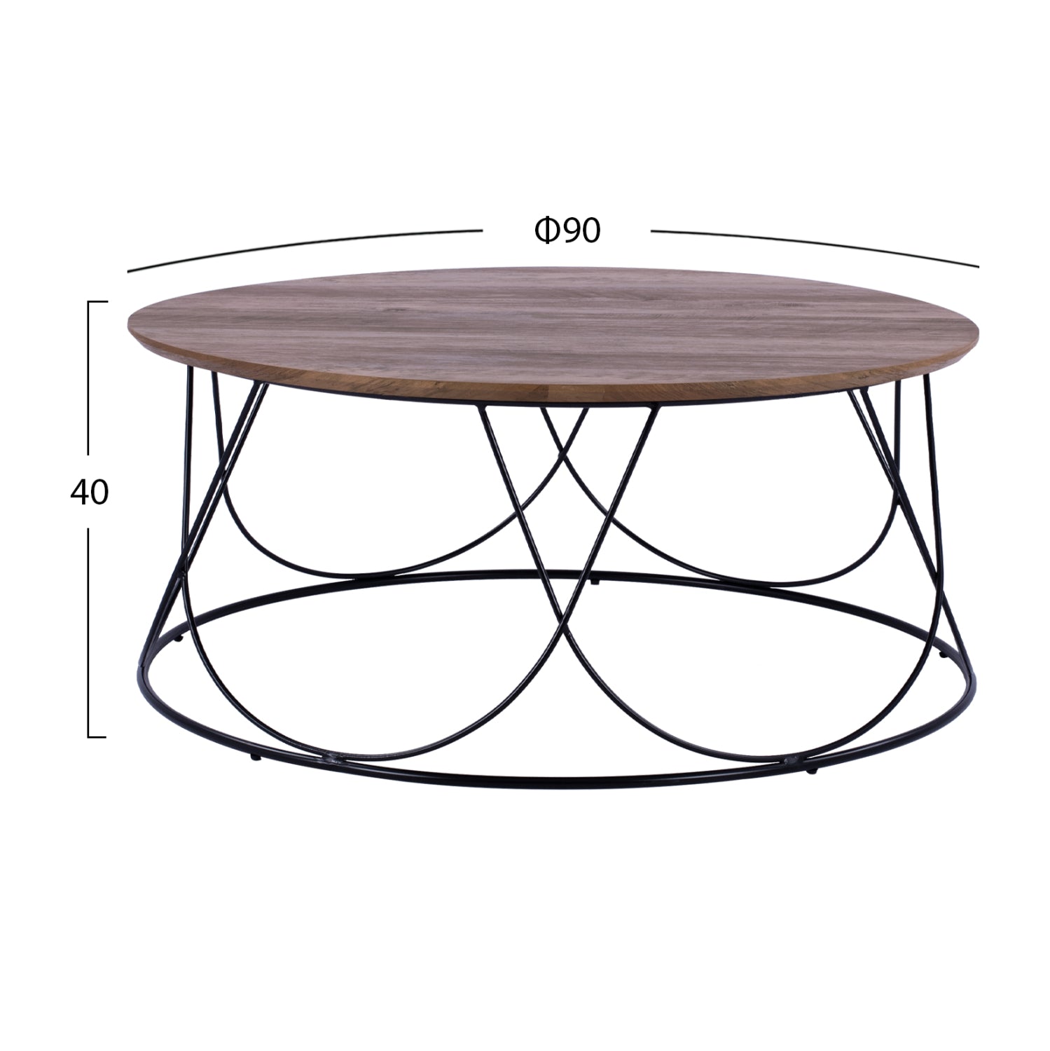 ΤΡΑΠΕΖΑΚΙ ΣΑΛΟΝΙΟΥ ZENA HM8690 MDF TOP ΜΕ ΜΕΤΑΛΛΙΚΟ ΜΑΥΡΟ ΣΚΕΛΕΤΟ Φ90Χ40Υ εκ. - Pakobazaar