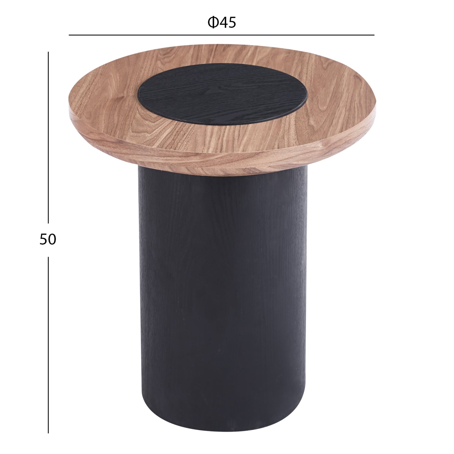 ΤΡΑΠΕΖΑΚΙ ΣΤΡΟΓΓΥΛΟ ΒΟΗΘΗΤΙKΟ OVALON HM18434.05 MDF TOP ΚΑΡΥΔΙ & ΒΑΣΗ ΜΑΥΡΗ Φ45x50Υεκ - Pakobazaar
