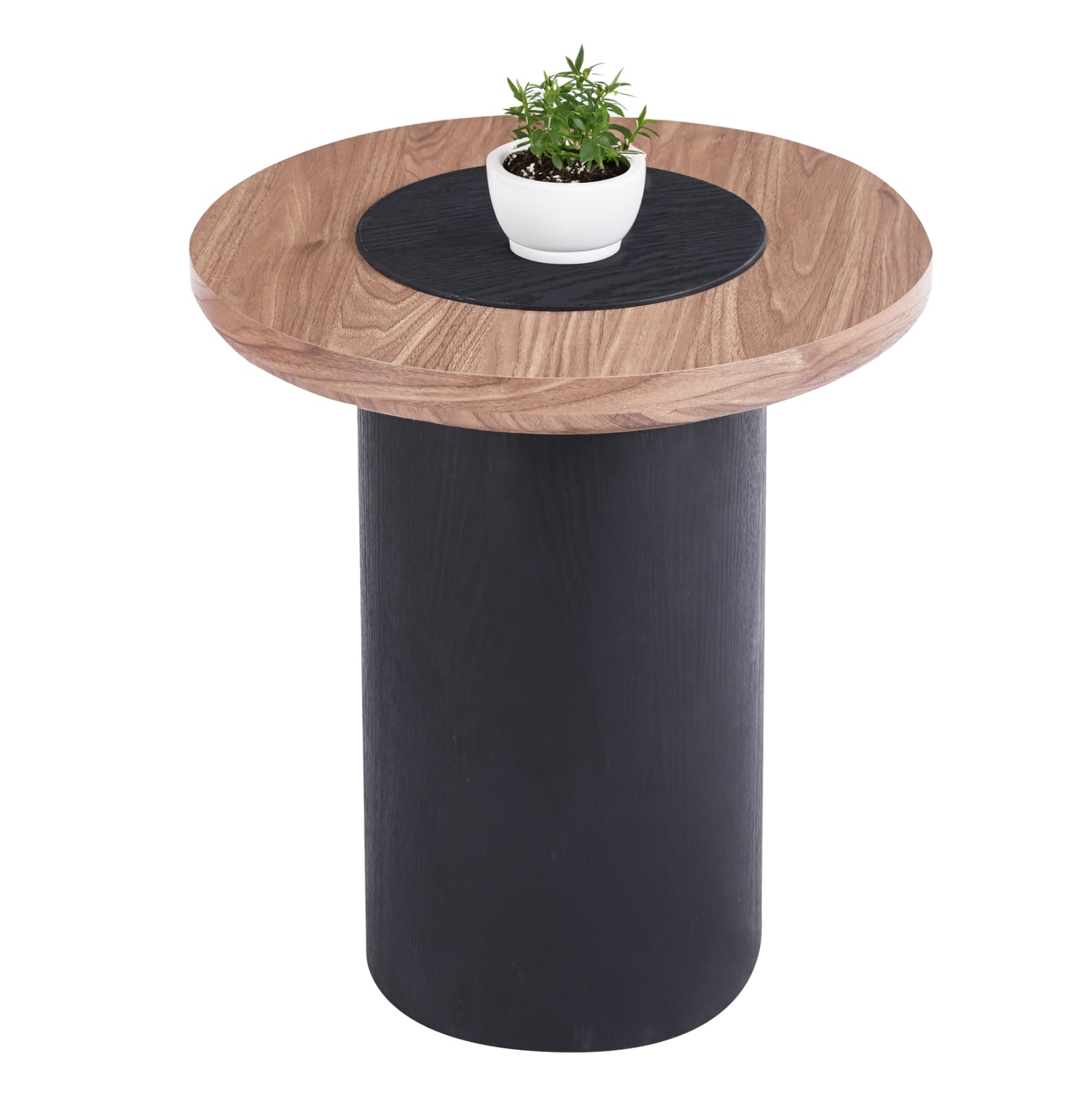 ΤΡΑΠΕΖΑΚΙ ΣΤΡΟΓΓΥΛΟ ΒΟΗΘΗΤΙKΟ OVALON HM18434.05 MDF TOP ΚΑΡΥΔΙ & ΒΑΣΗ ΜΑΥΡΗ Φ45x50Υεκ - Pakobazaar