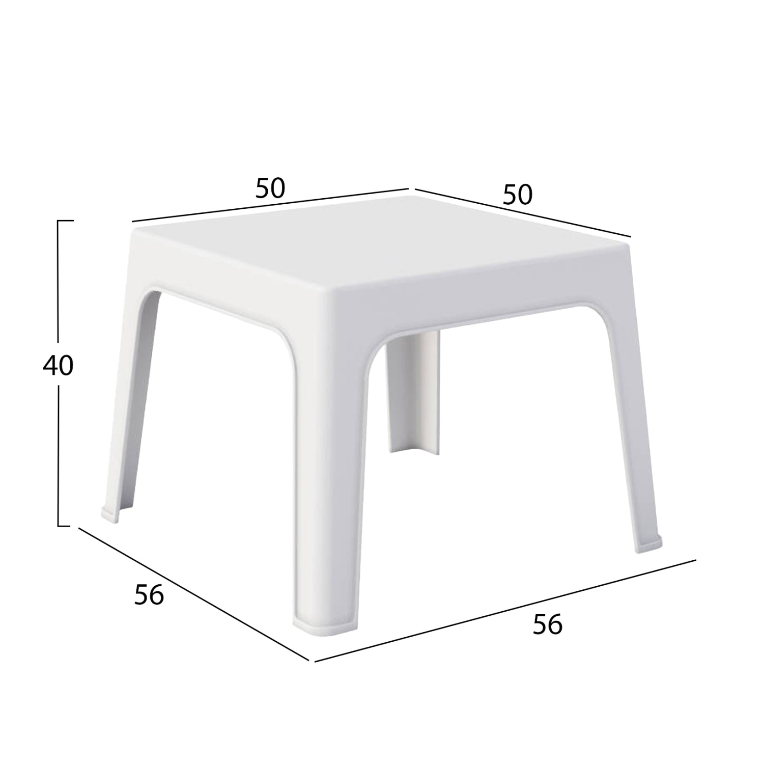 ΤΡΑΠΕΖΑΚΙ ΤΕΤΡΑΓΩΝΟ SLEEK HM6371.01 ΠΟΛΥΠΡΟΠΥΛΕΝΙΟ ΣΕ ΛΕΥΚΟ 56x56x40Υεκ. - Pakobazaar