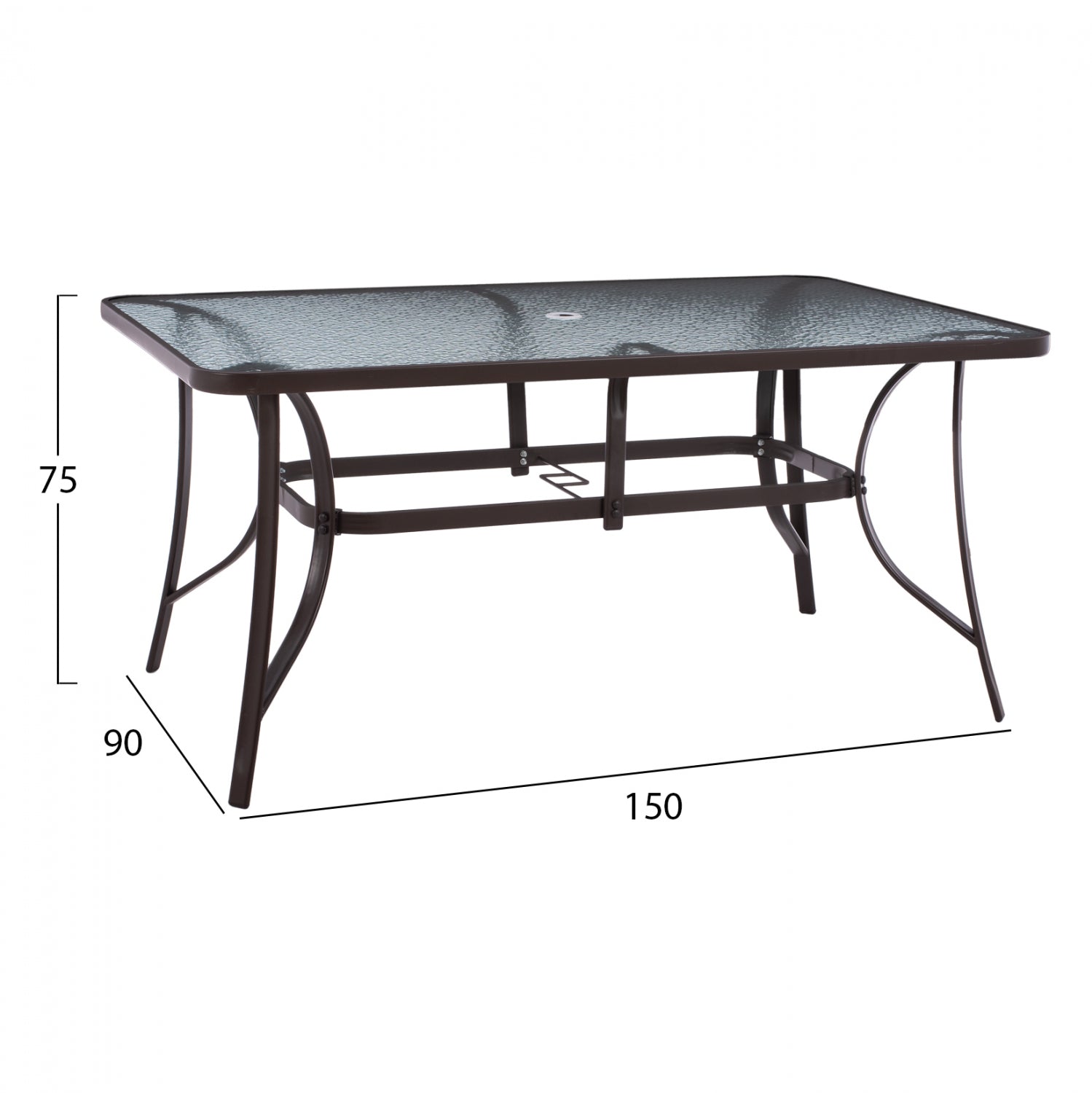 ΤΡΑΠΕΖΙ BRUNO 150X90Χ75Υεκ. ΜΕΤΑΛΛΙΚΟ ΟΡΘΟΓΩΝΙΟ ΚΑΦΕ ΜΕ ΤΡΥΠΑ ΟΜΠΡΕΛΑΣ Φ38 HM5145.12 - Pakobazaar
