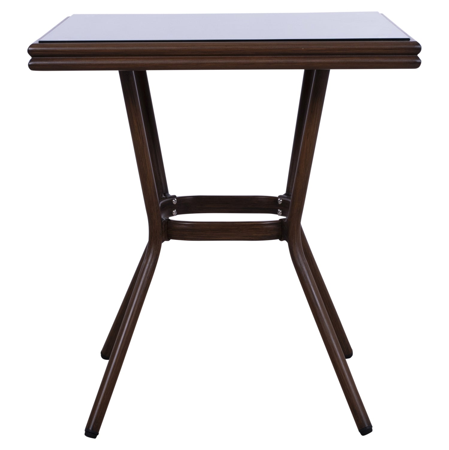ΤΡΑΠΕΖΙ ΑΛΟΥΜΙΝΙΟΥ HARLOW 70X70X76  BAMBOO LOOK HM5568.03 ΚΑΦΕ ΜΕ ΓΥΑΛΙ - Pakobazaar