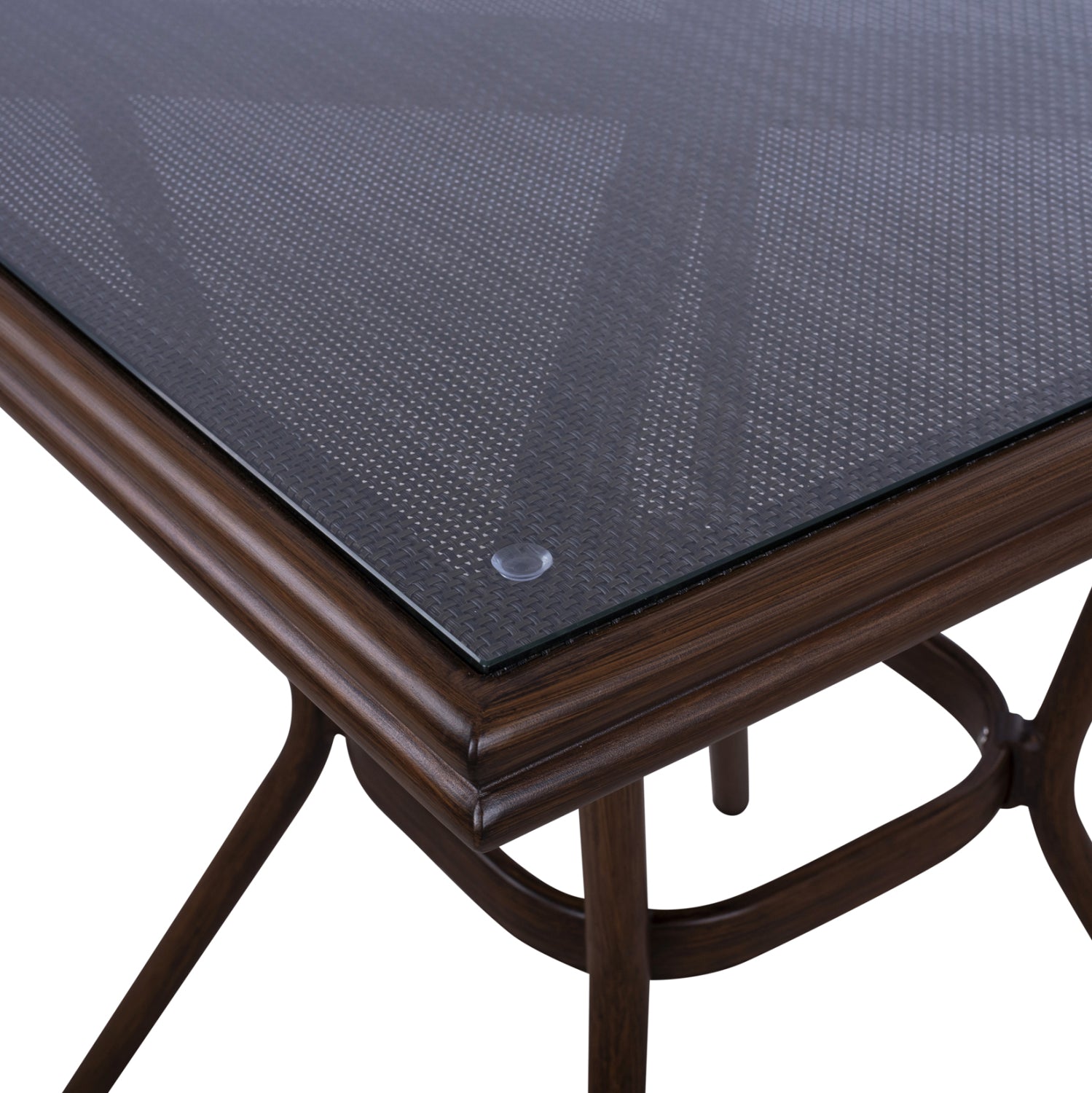 ΤΡΑΠΕΖΙ ΑΛΟΥΜΙΝΙΟΥ HARLOW 70X70X76  BAMBOO LOOK HM5568.03 ΚΑΦΕ ΜΕ ΓΥΑΛΙ - Pakobazaar