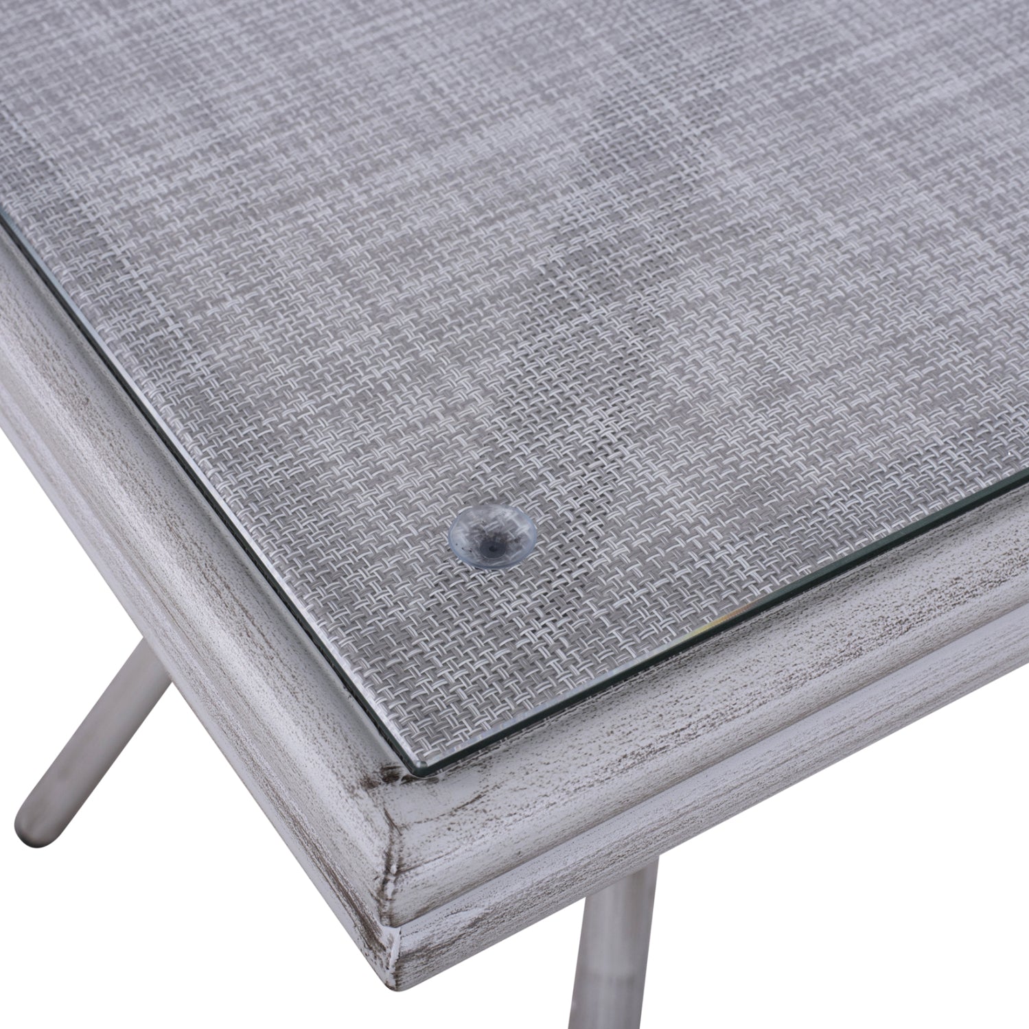 ΤΡΑΠΕΖΙ ΑΛΟΥΜΙΝΙΟΥ HARLOW 70X70X76 BAMBOO LOOK HM5568.01 ΛΕΥΚΗ ΠΑΤΙΝΑ ΜΕ ΓΥΑΛΙ - Pakobazaar