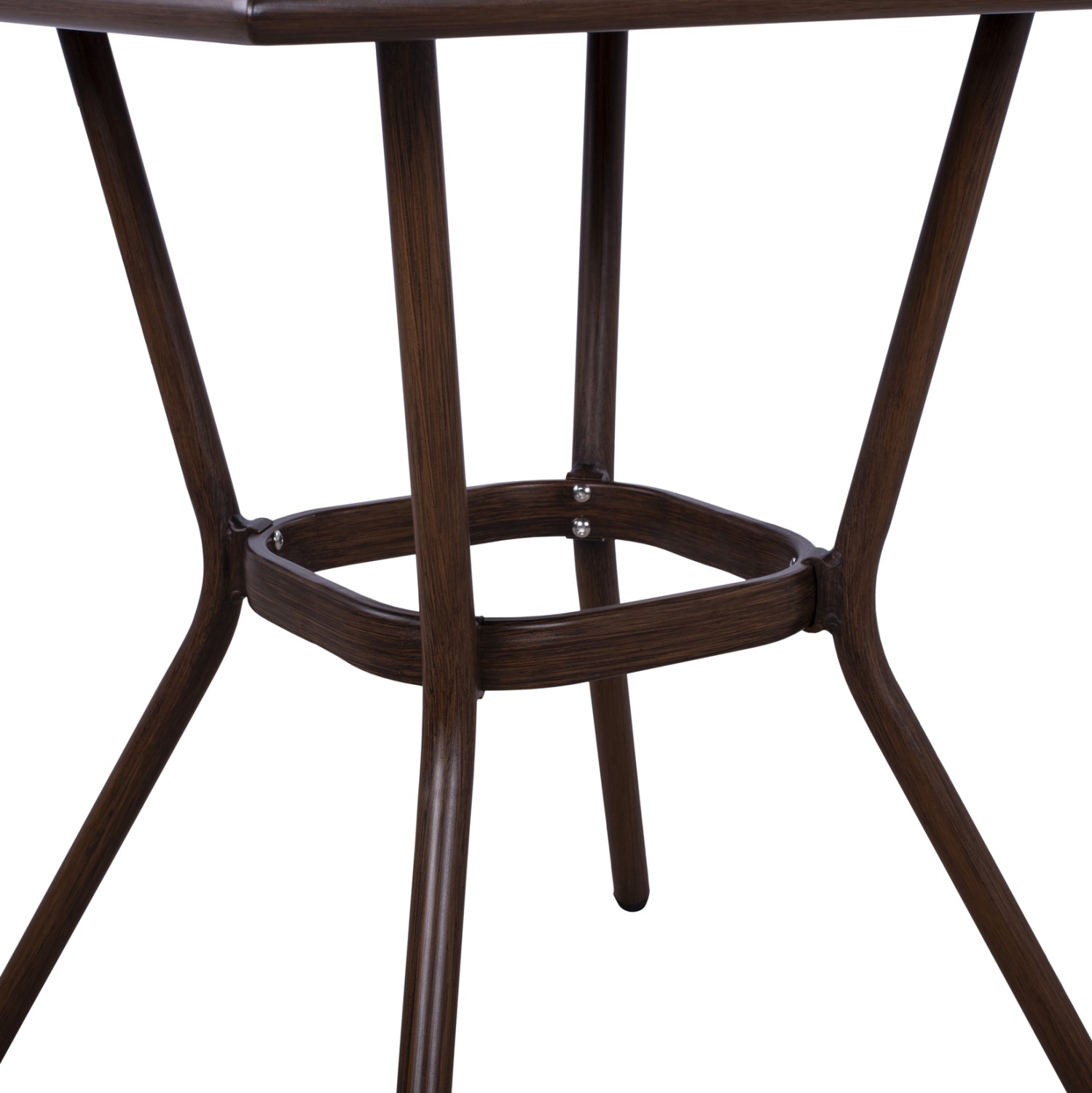 ΤΡΑΠΕΖΙ ΑΛΟΥΜΙΝΙΟΥ HARLOW 70X70X76  BAMBOO LOOK HM5568.03 ΚΑΦΕ ΜΕ ΓΥΑΛΙ - Pakobazaar