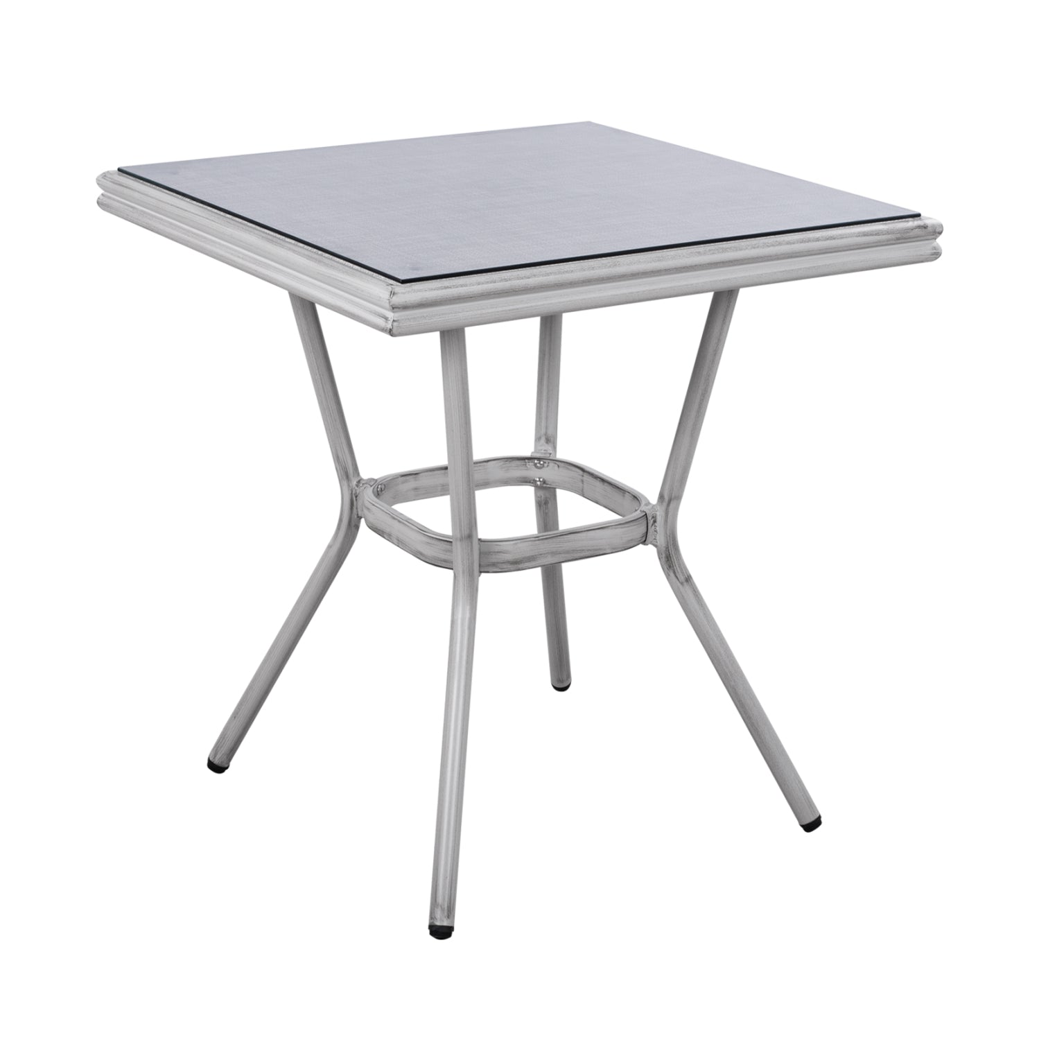 ΤΡΑΠΕΖΙ ΑΛΟΥΜΙΝΙΟΥ HARLOW 70X70X76 BAMBOO LOOK HM5568.01 ΛΕΥΚΗ ΠΑΤΙΝΑ ΜΕ ΓΥΑΛΙ - Pakobazaar