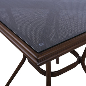 ΤΡΑΠΕΖΙ ΑΛΟΥΜΙΝΙΟΥ HARLOW 70X70X76Υ ΜΕ ΟΨΗ BAMBOO HM5568.03 ΚΑΦΕ ΜΕ ΓΥΑΛΙ - Pakobazaar