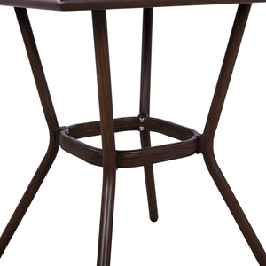 ΤΡΑΠΕΖΙ ΑΛΟΥΜΙΝΙΟΥ HARLOW 70X70X76Υ ΜΕ ΟΨΗ BAMBOO HM5568.03 ΚΑΦΕ ΜΕ ΓΥΑΛΙ - Pakobazaar