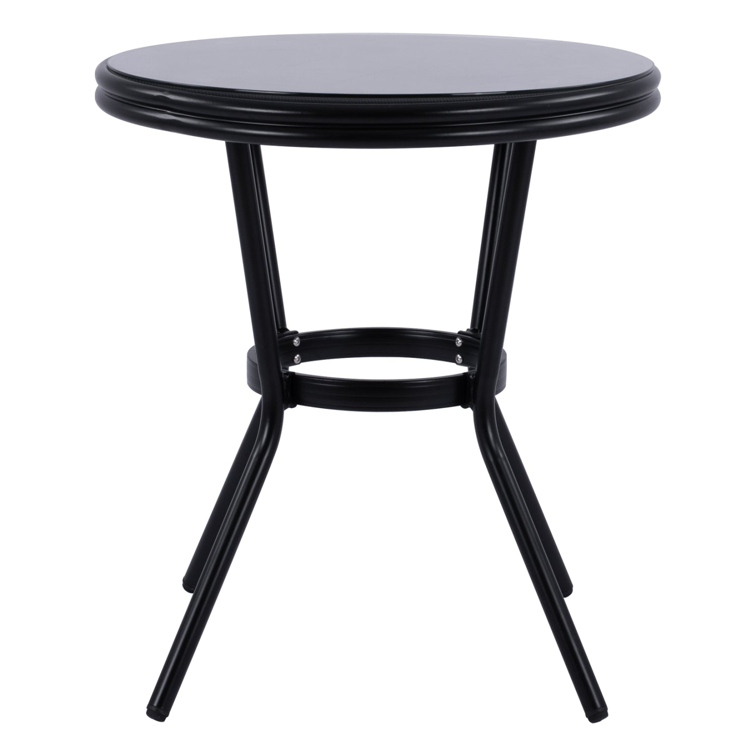 ΤΡΑΠΕΖΙ ΑΛΟΥΜΙΝΙΟΥ MOSES Φ70 BAMBOO LOOK HM5532.02 ΜΑΥΡΟ ΜΕ ΓΥΑΛΙ Φ70X76 εκ - Pakobazaar