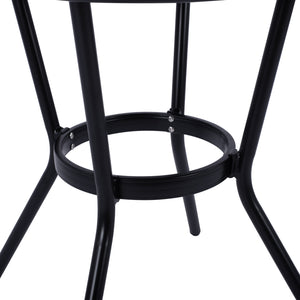 ΤΡΑΠΕΖΙ ΑΛΟΥΜΙΝΙΟΥ MOSES Φ70 BAMBOO LOOK HM5532.02 ΜΑΥΡΟ ΜΕ ΓΥΑΛΙ Φ70X76 εκ - Pakobazaar