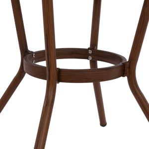ΤΡΑΠΕΖΙ ΑΛΟΥΜΙΝΙΟΥ MOSES Φ70x76 εκ. BAMBOO LOOK HM5532.03 ΚΑΦΕ ΜΕ ΓΥΑΛΙ - Pakobazaar