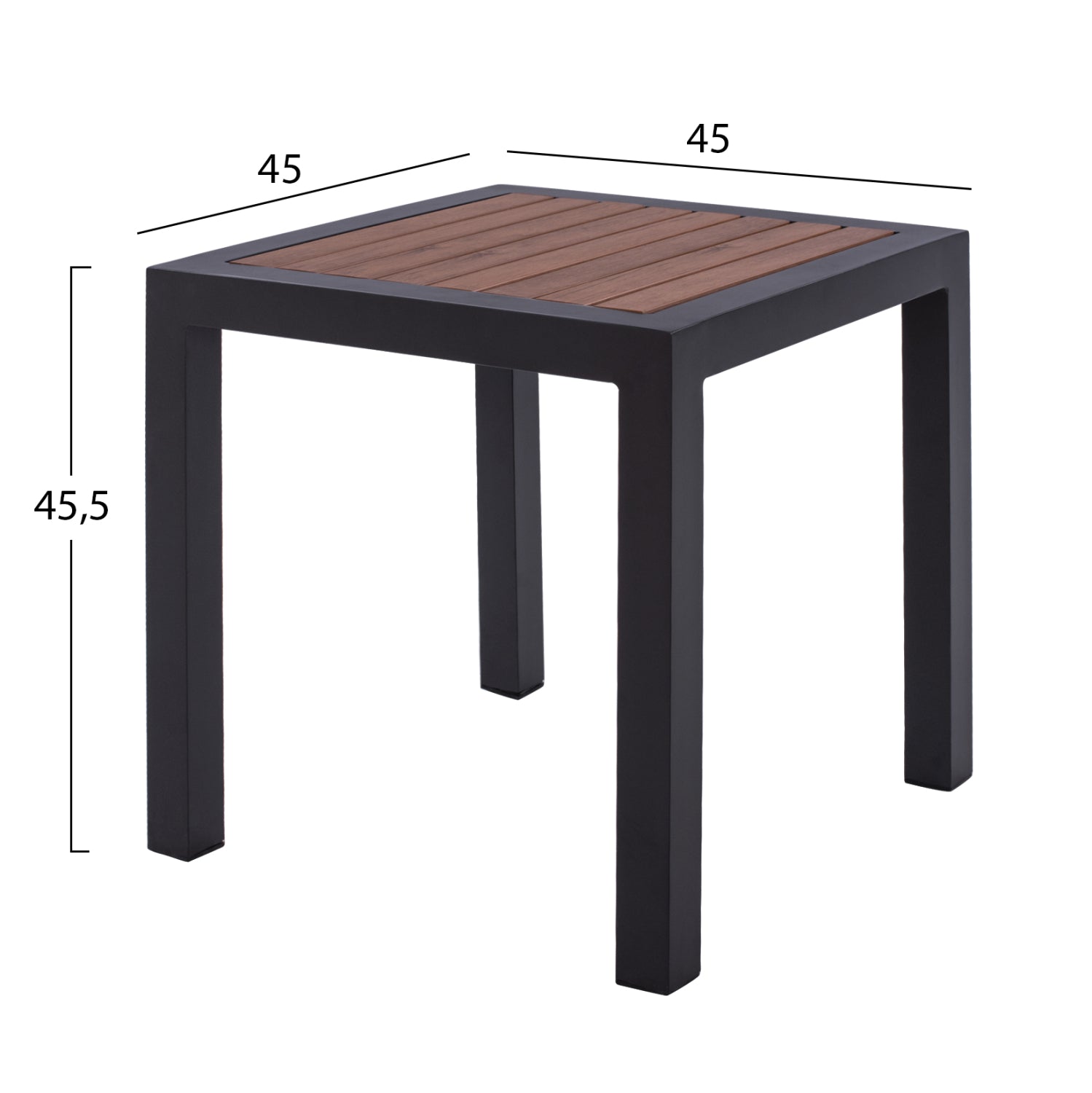 ΤΡΑΠΕΖΙ ΑΛΟΥΜΙΝΙΟΥ SABRA HM5403.02 ΓΚΡΙ ΜΕ POLYWOOD 45Χ45X45,5 εκ. - Pakobazaar